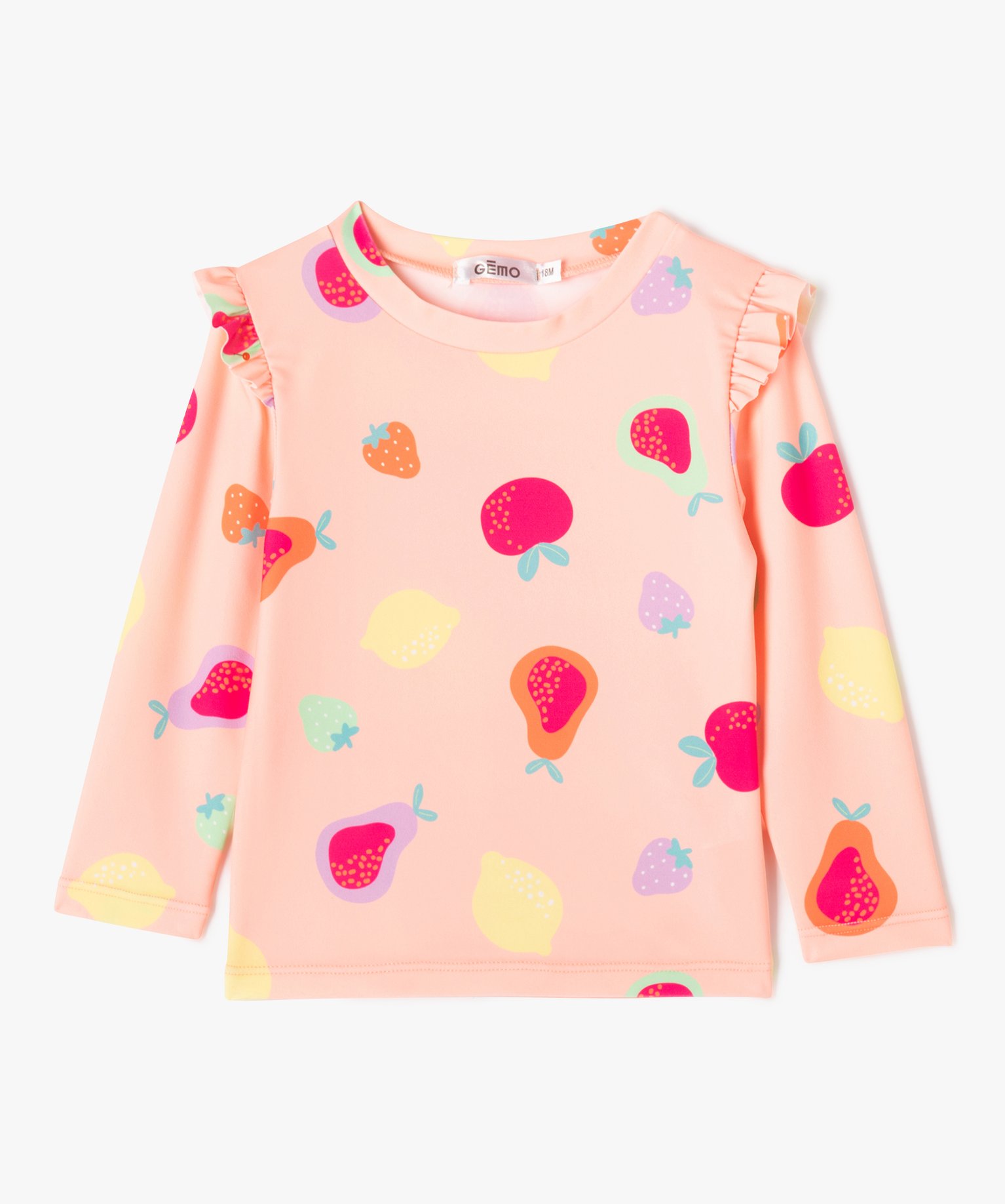 Tee-shirt de bain anti UV à motifs fruits bébé fille - 12M - rose - GEMO