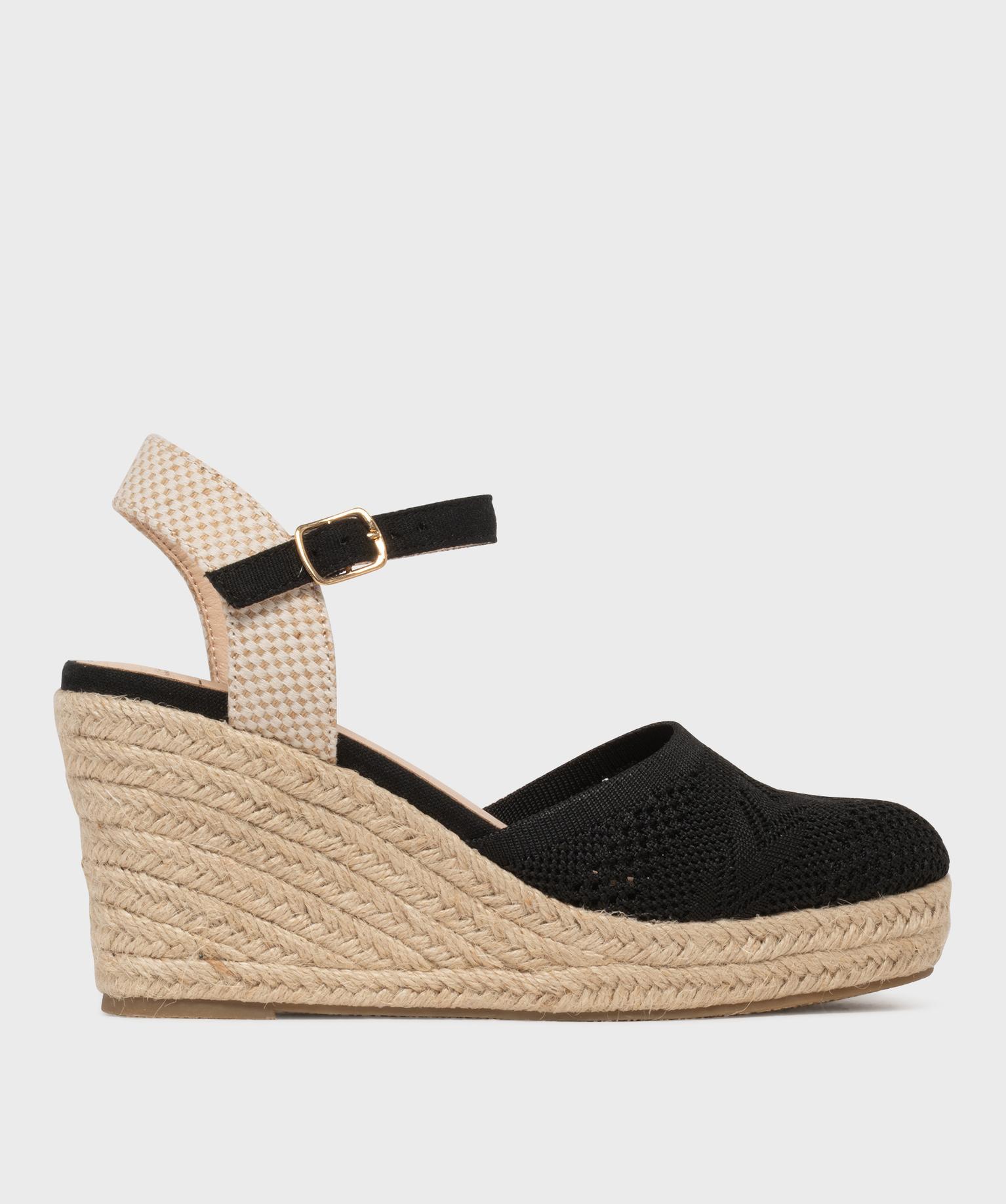 Sandales à talon compensé à bout fermé et semelle de corde femme - 41 - noir standard - VALENTINA BALDA