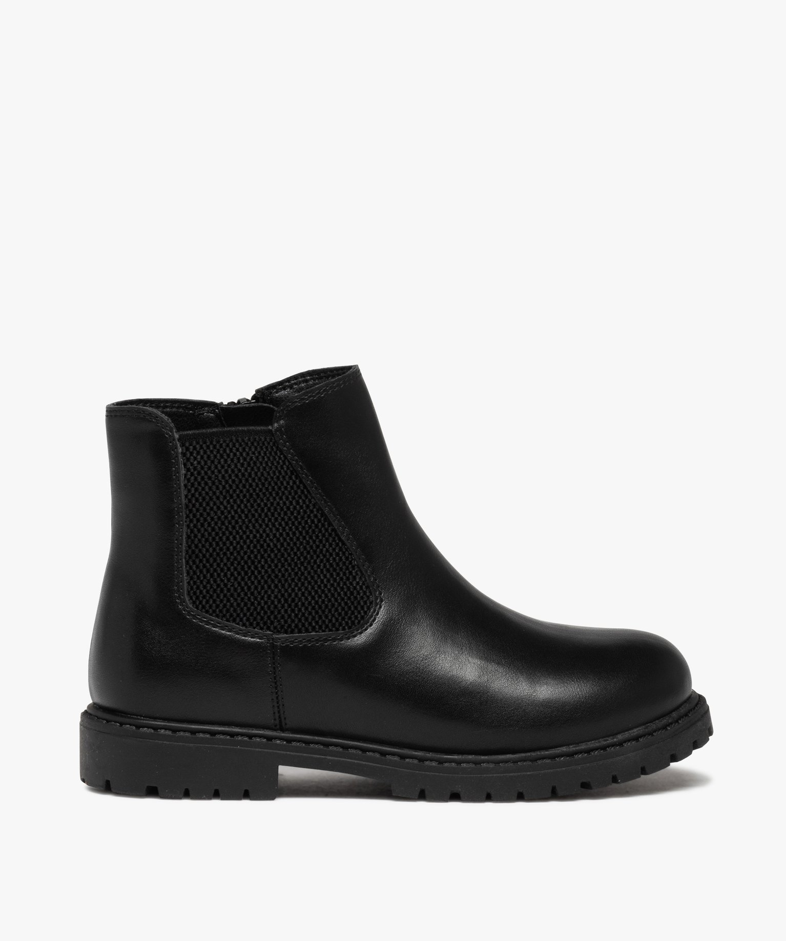 Boots garçon style Chelsea unies à semelle crantée - 35 - noir - GEMO
