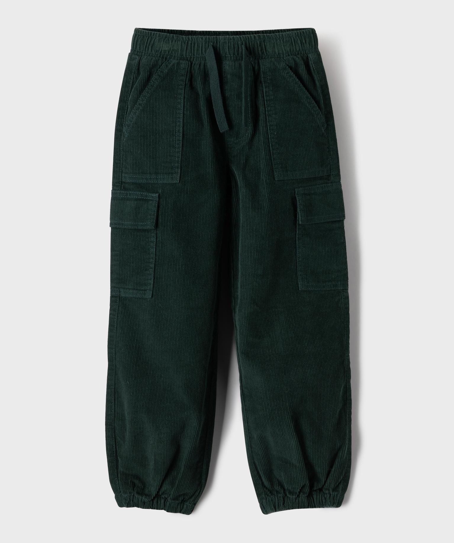 Pantalon jogger en velours côtelé garçon - 10A - vert fonce - GEMO