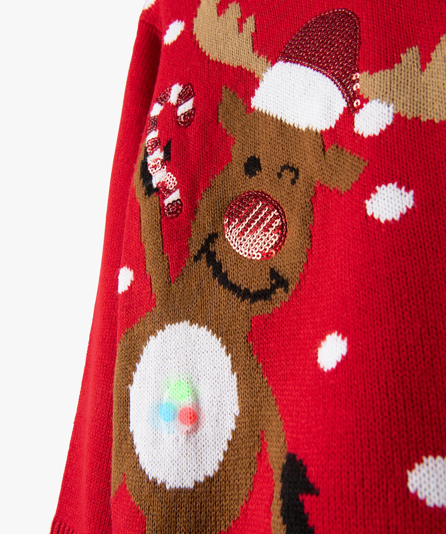 Sweat à Capuche Garçon Motif Renne Doublé Polaire - Pour Noël Et L'hiver - Chaud Et Confortable