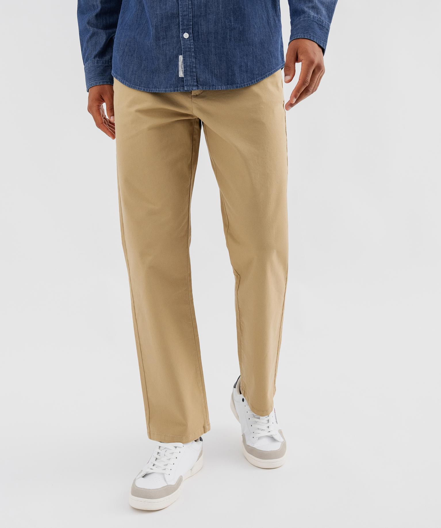 Pantalon chino en twill de coton uni homme - LuluCastagnette - 46-48/XL - marron clair - LULUCASTAGNETTE