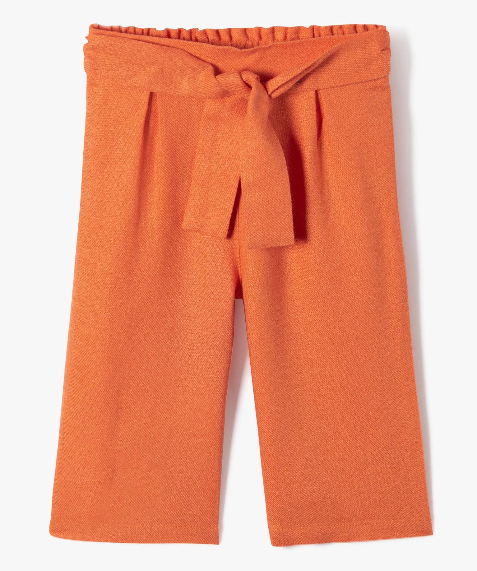 Pantalon bébé fille large en lin et viscose - 4 - orange - GEMO