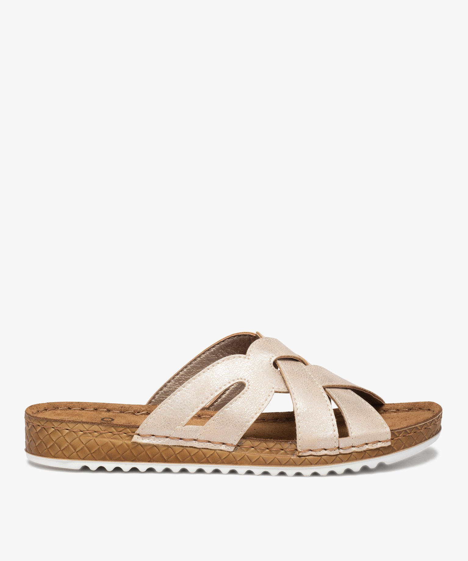 Mules femme extra légères à brides métallisées - 39 - rose - GEMO