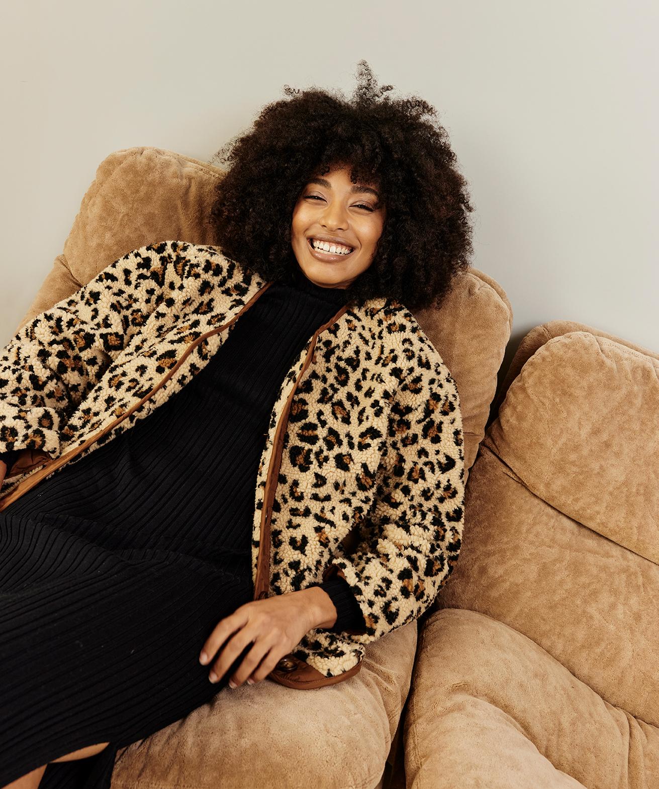 Veste en sherpa à motifs tachetés femme marron | GEMO