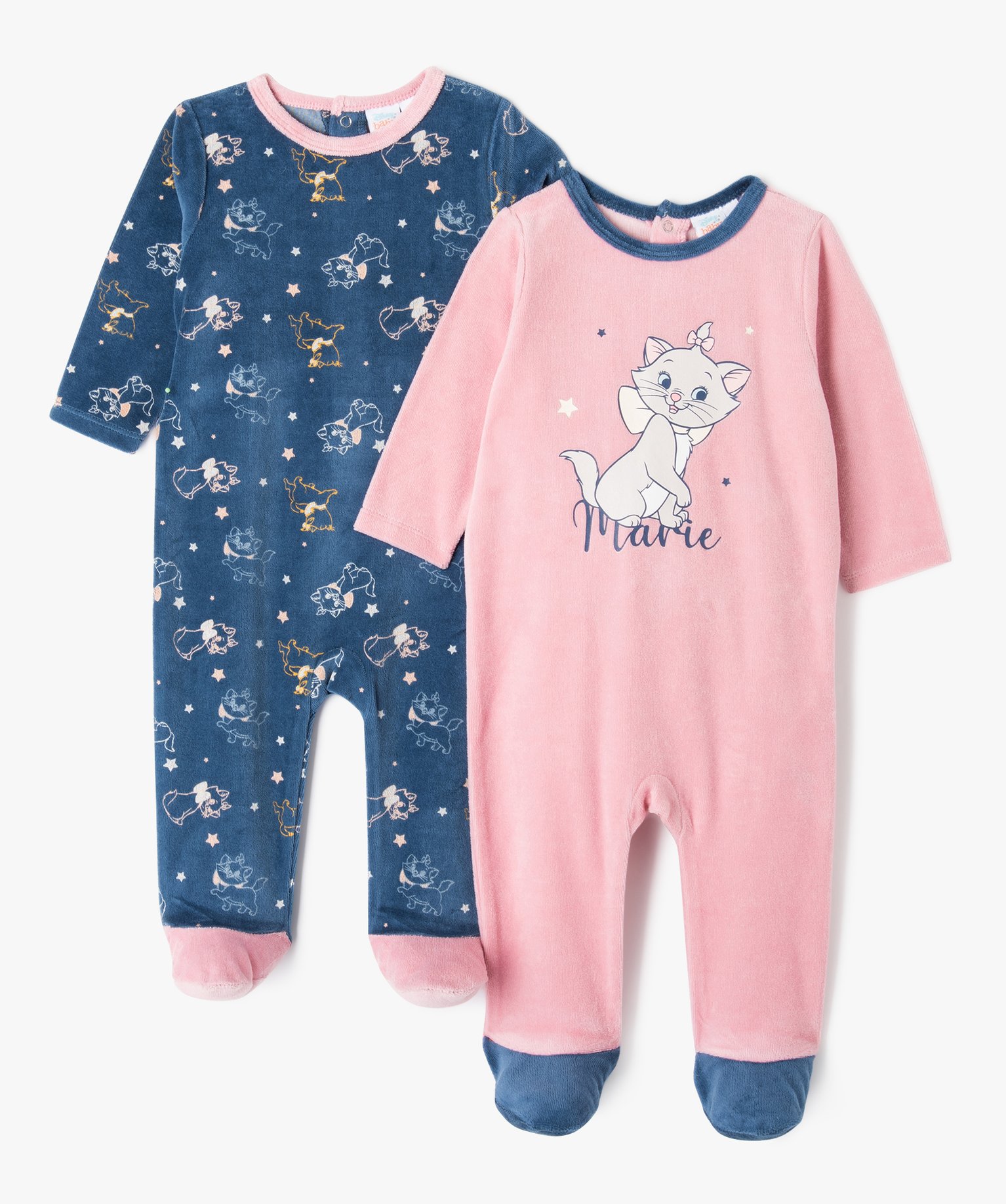 Pyjama dors bien velours motifs Les Aristochats bébé fille (lot de 2) - Disney Baby - 1M - rose - DISNEY BABY