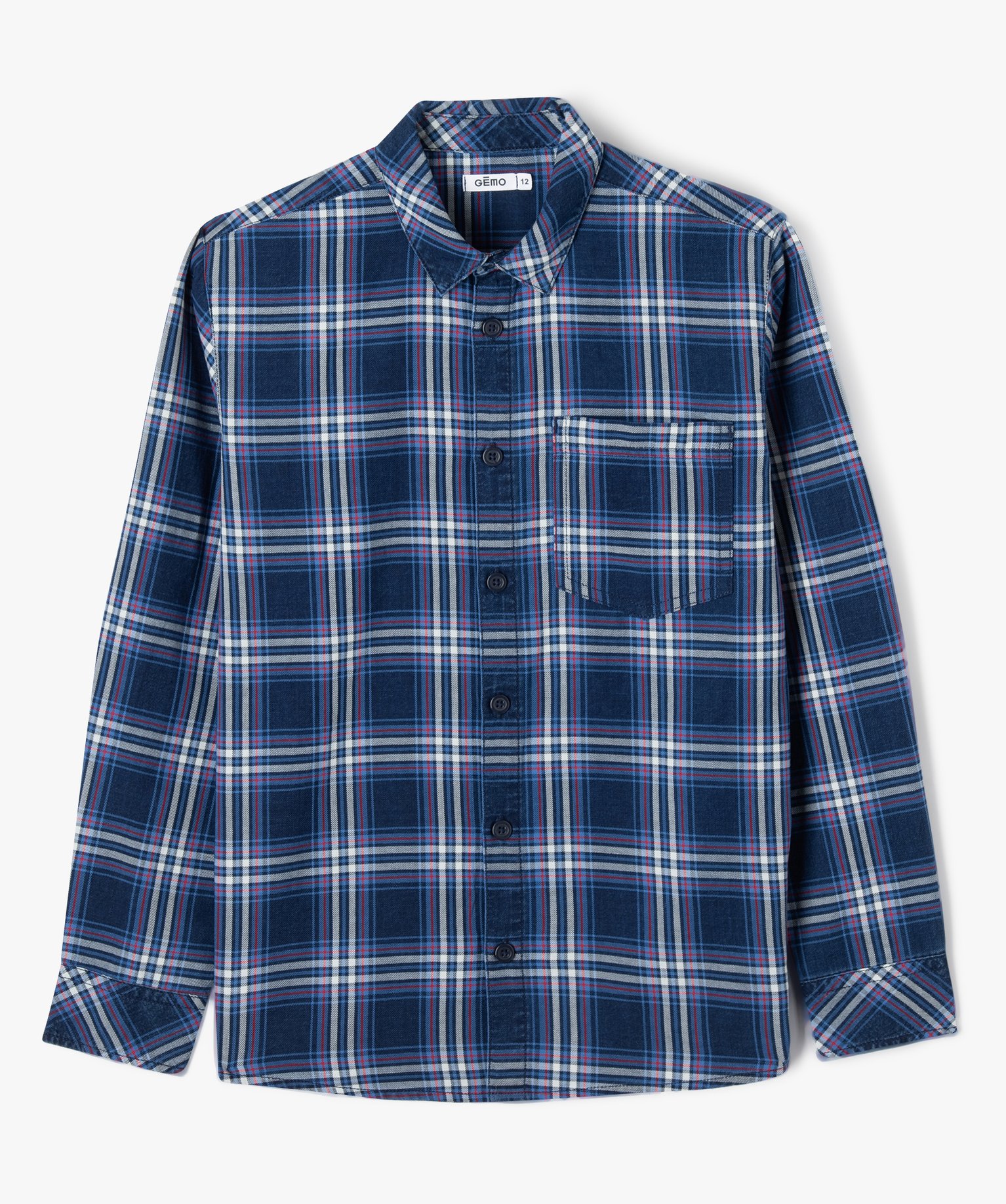 Chemise à carreaux avec poche poitrine garçon - 16 - multicolore - GEMO