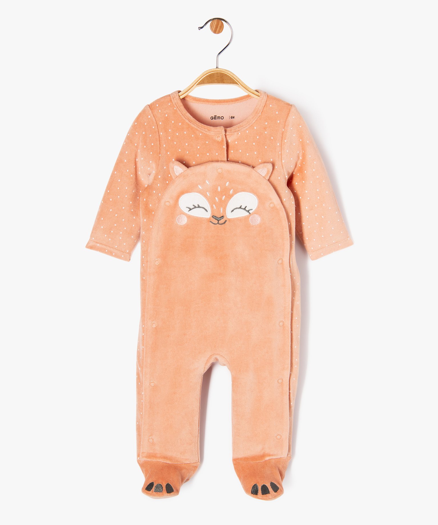 Pyjama en velours avec motif animal bébé fille - GEMO