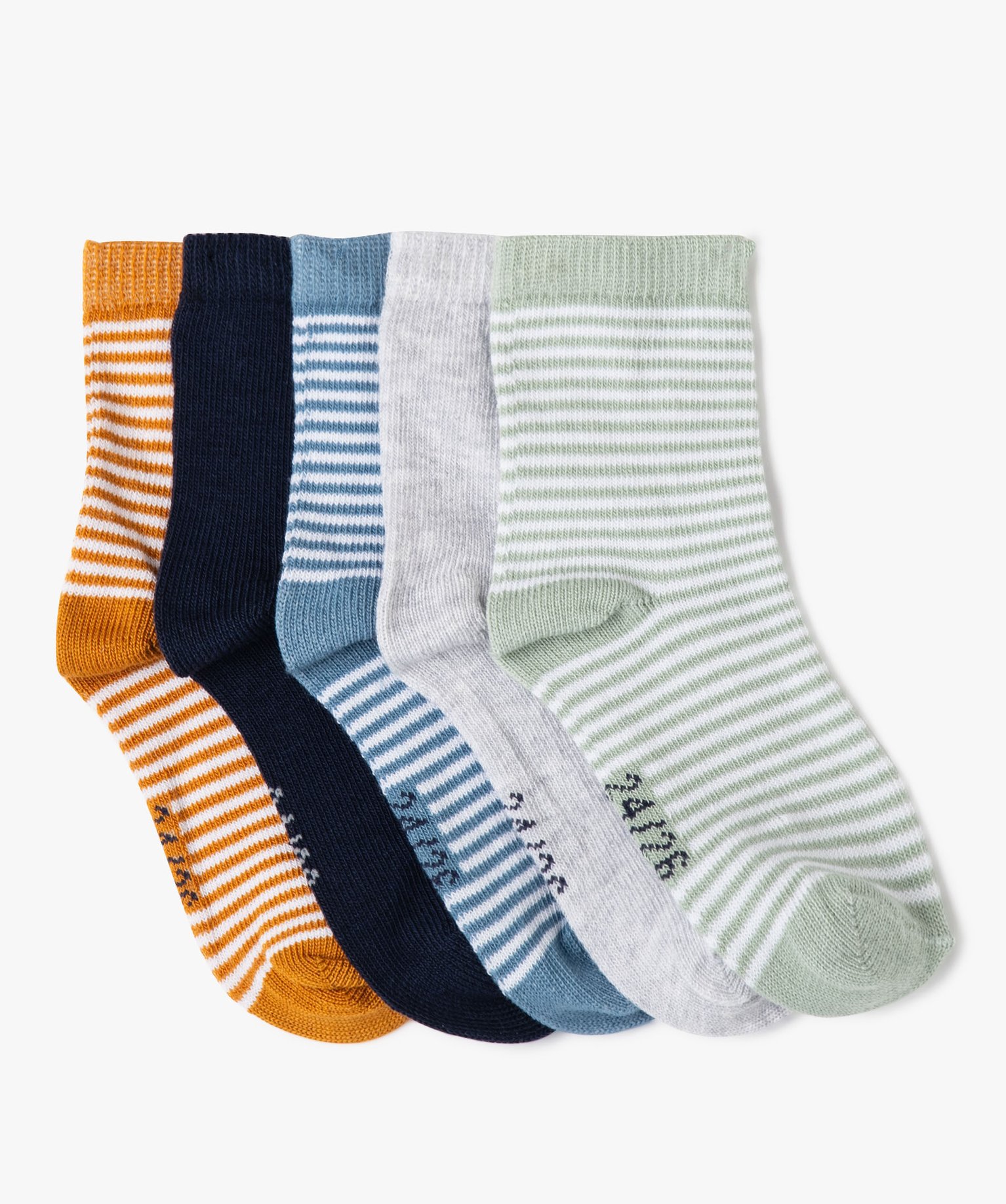 Chaussettes à rayures bébé (lot de 5) - 15/17 - vert standard - GEMO