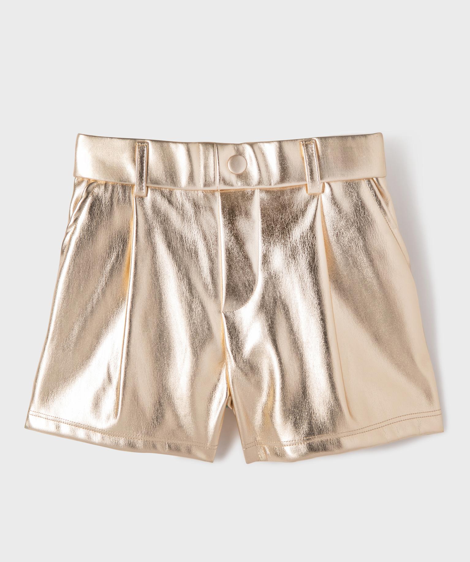 Short en cuir imitation métallisé fille - 5A - dore - GEMO