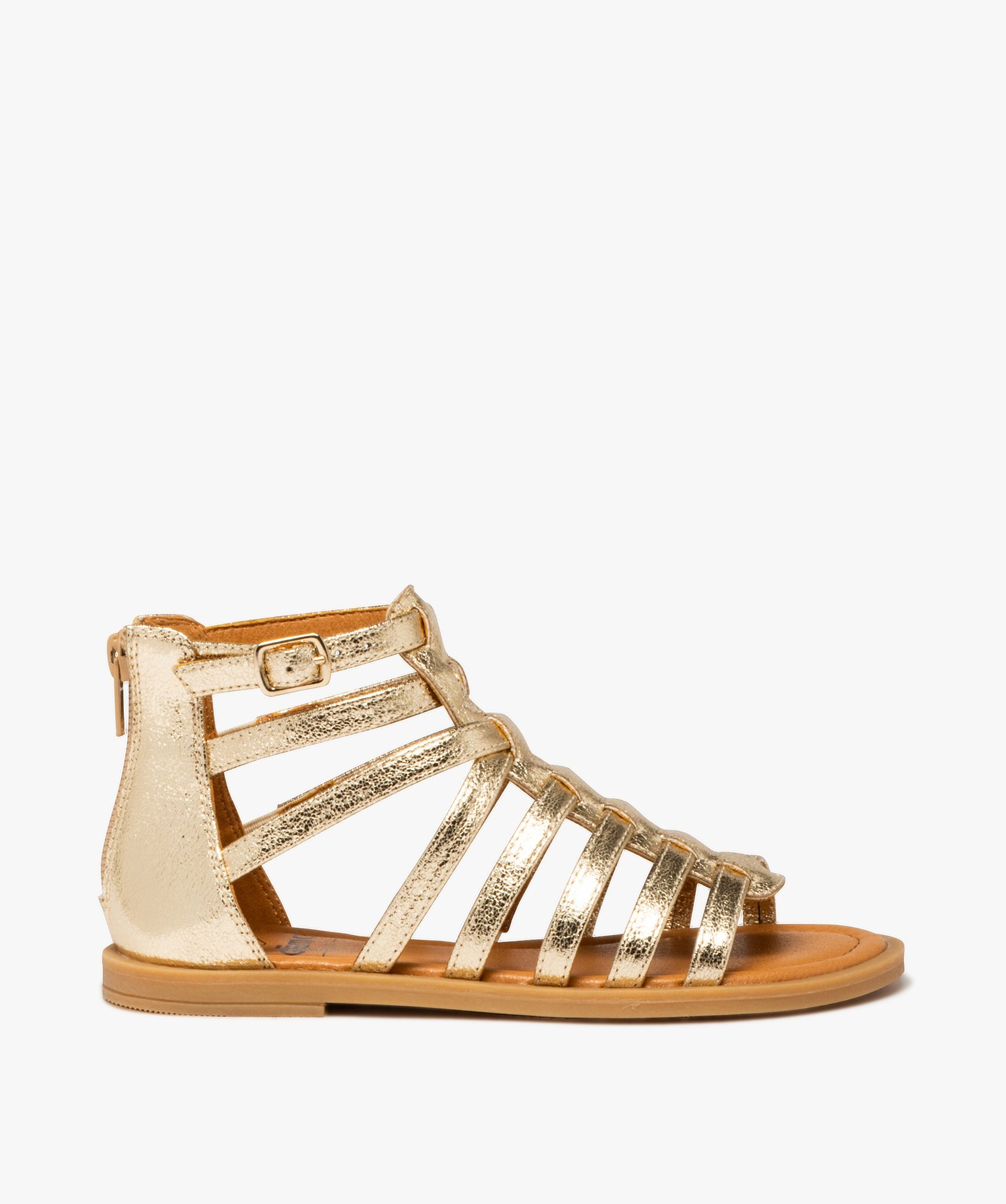 Sandales fille métallisées avec zip au talon et multibrides - 31 - or - GEMO