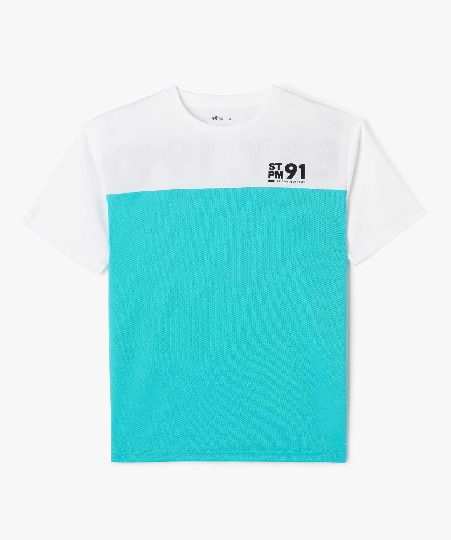 Tee-shirt de sport bicolore à manches courtes garçon - 16 - blanc - GEMO