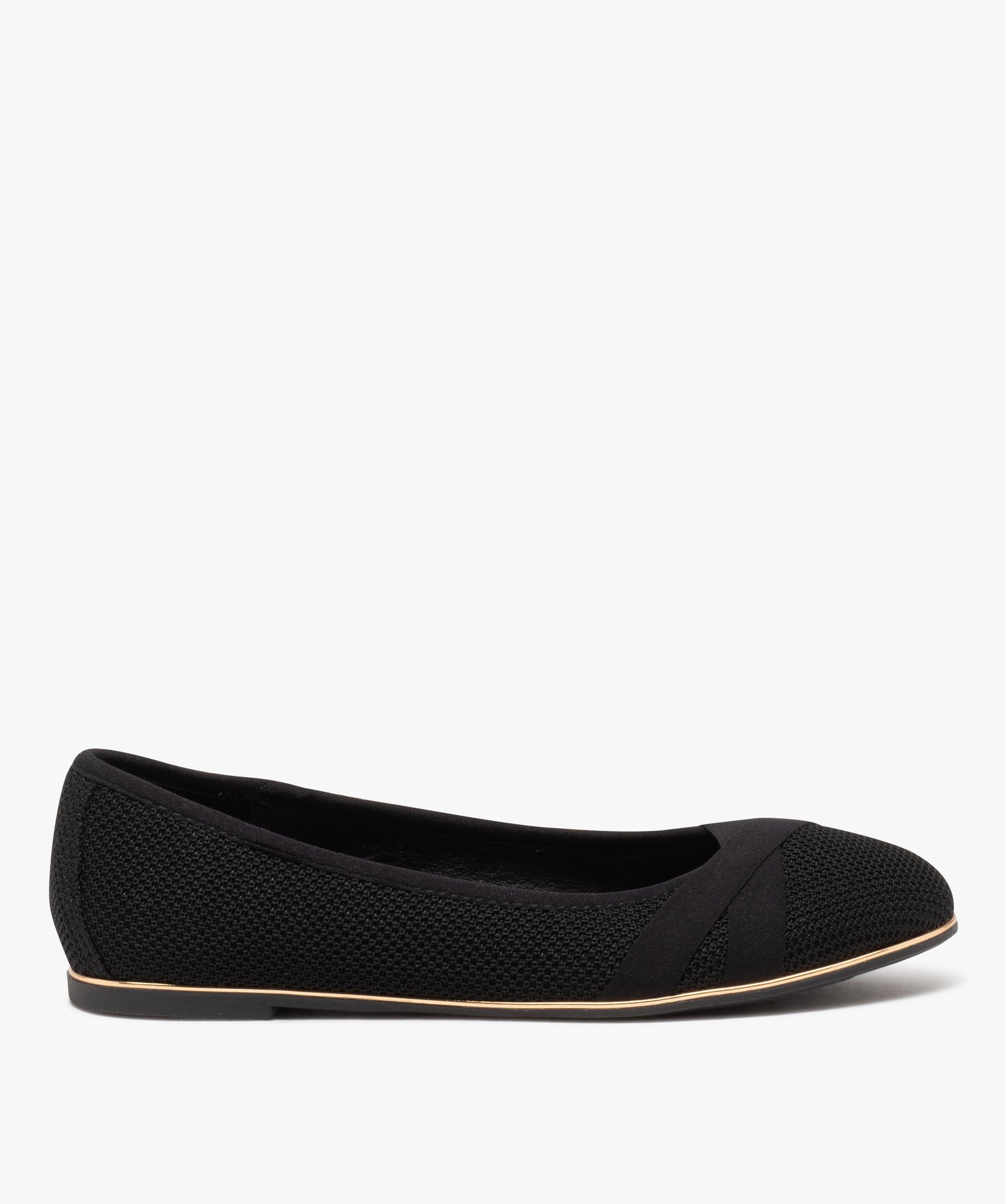 Ballerines femme à talon plat dessus uni en mesh - 40 - noir - GEMO