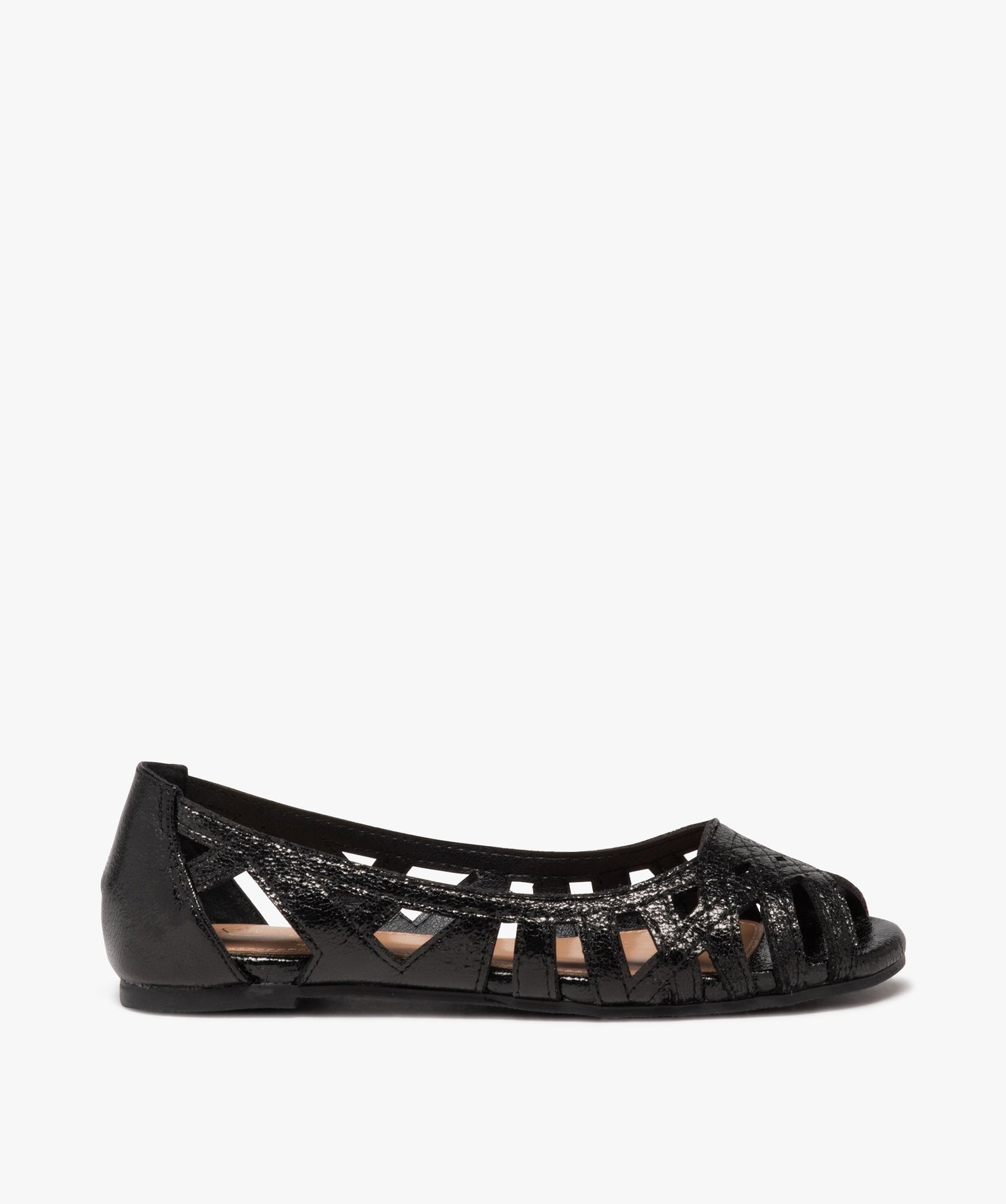 Ballerines fille unies effet métallisé avec bout ouvert - 33 - noir - GEMO