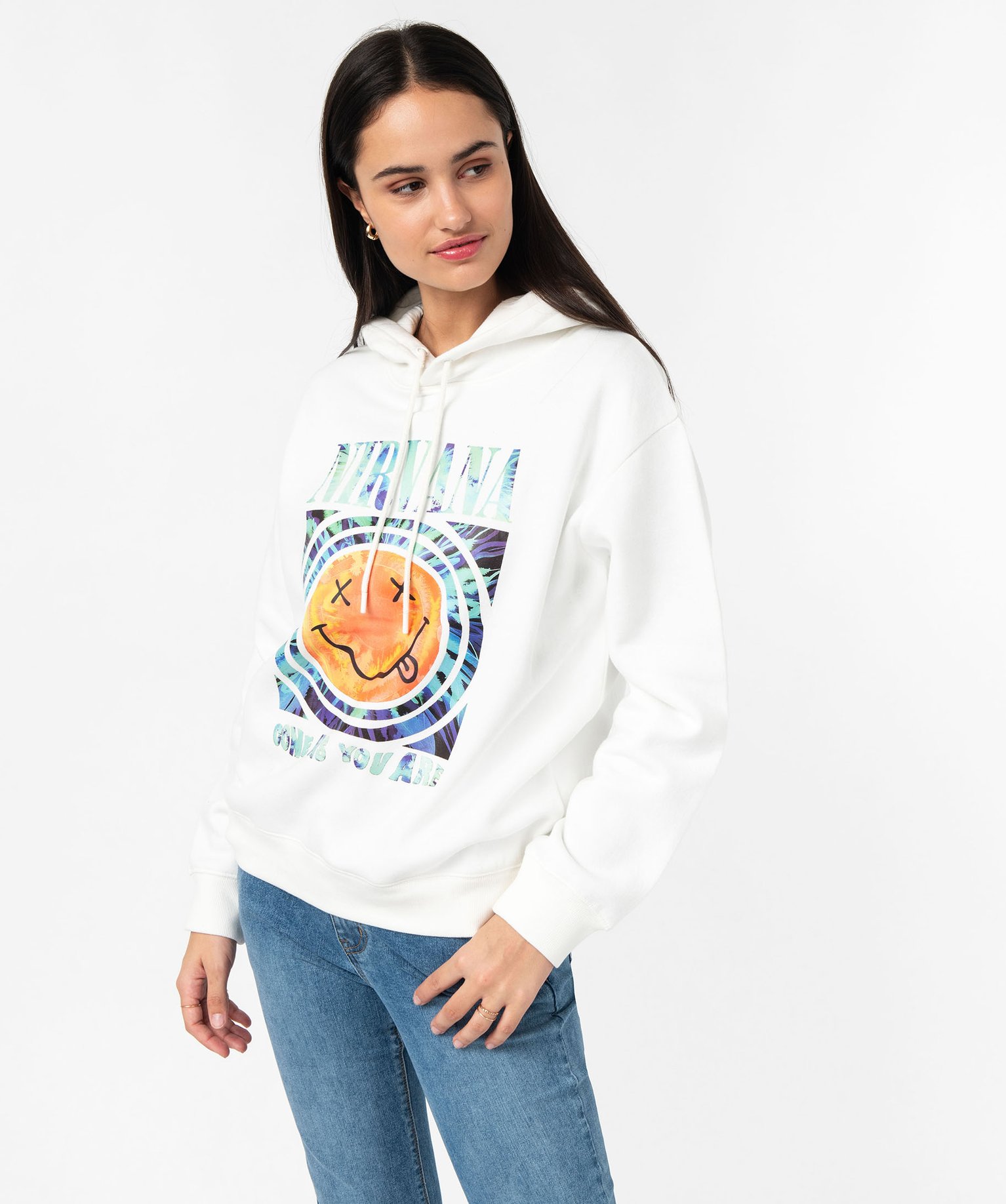 Sweat à capuche avec motif XXL femme - Nirvana - M - ecru - NIRVANA