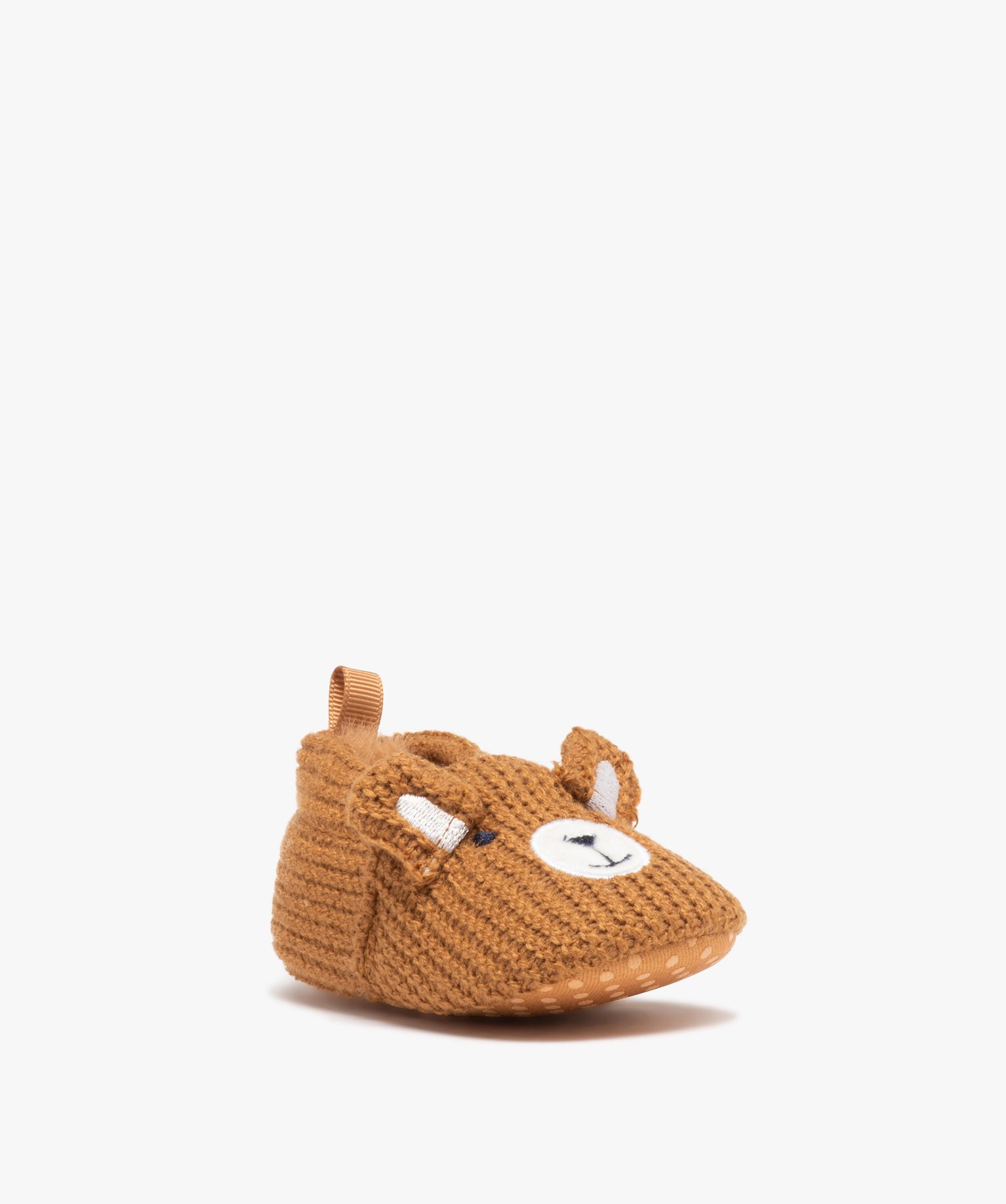 Chaussons de naissance bébé garçon ourson en tricot - 3/6M - beige - GEMO
