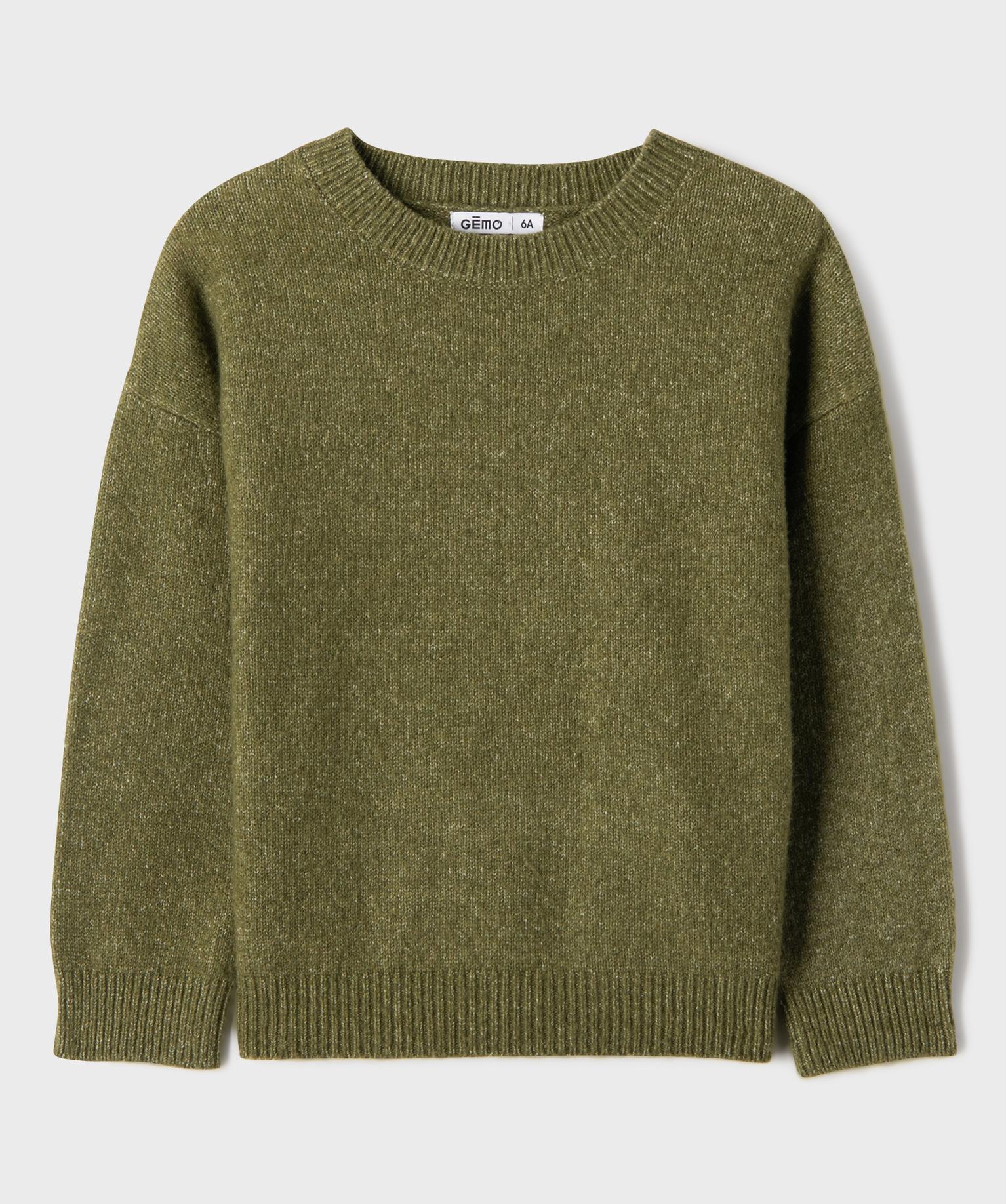 Pull à col rond fille - 12A/XXS - kaki standard - GEMO