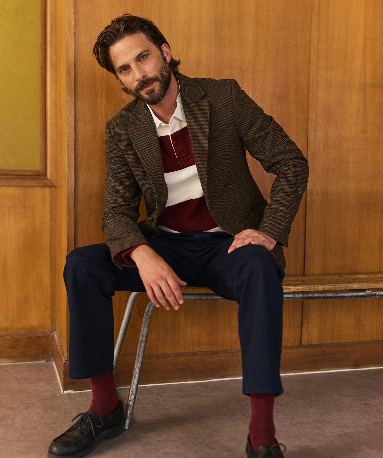 Veste blazer à motif tartan homme - LuluCastagnette - 42-44/L - marron - LULUCASTAGNETTE