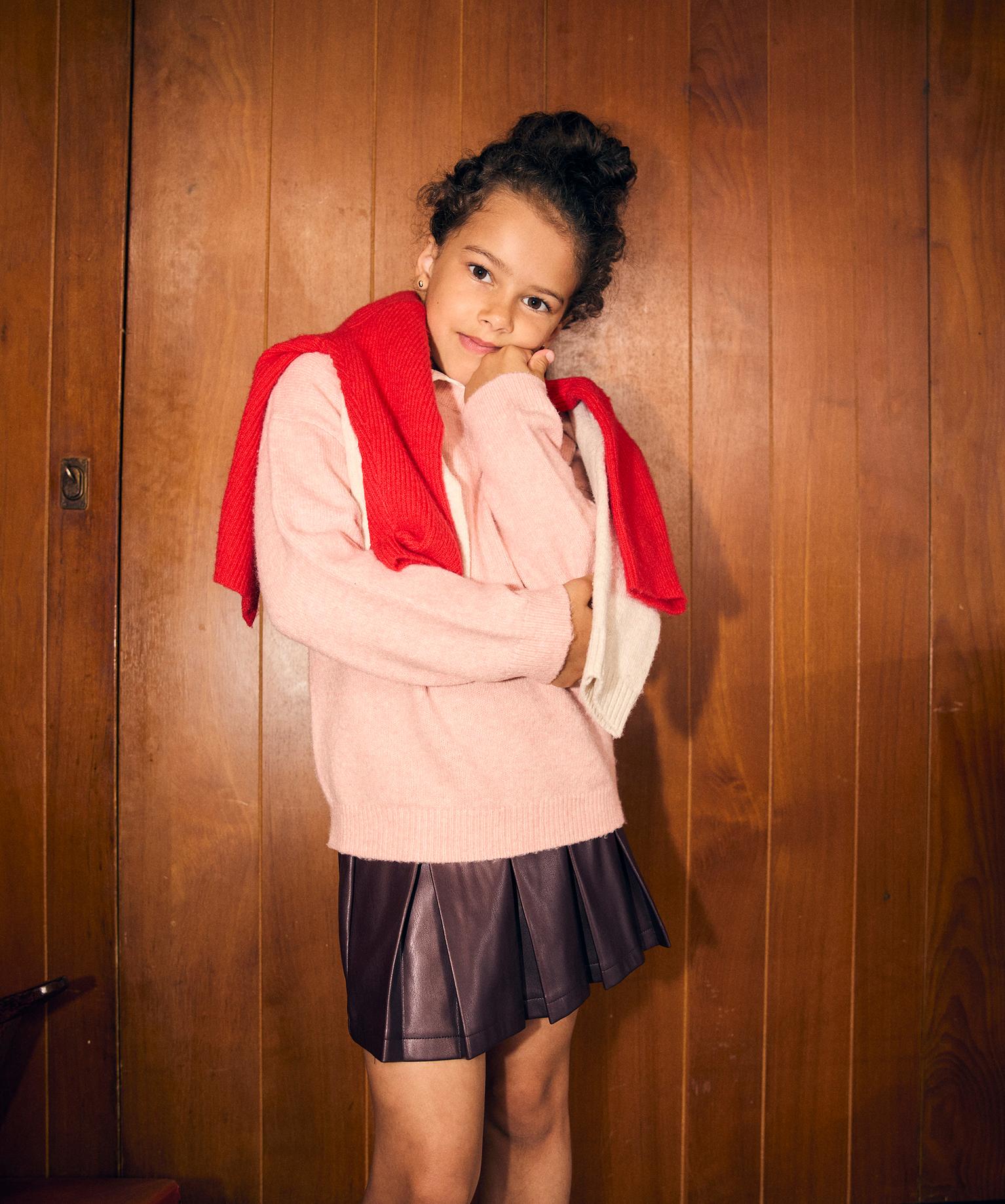Pull à col rond fille - 12A/XXS - rose standard - GEMO