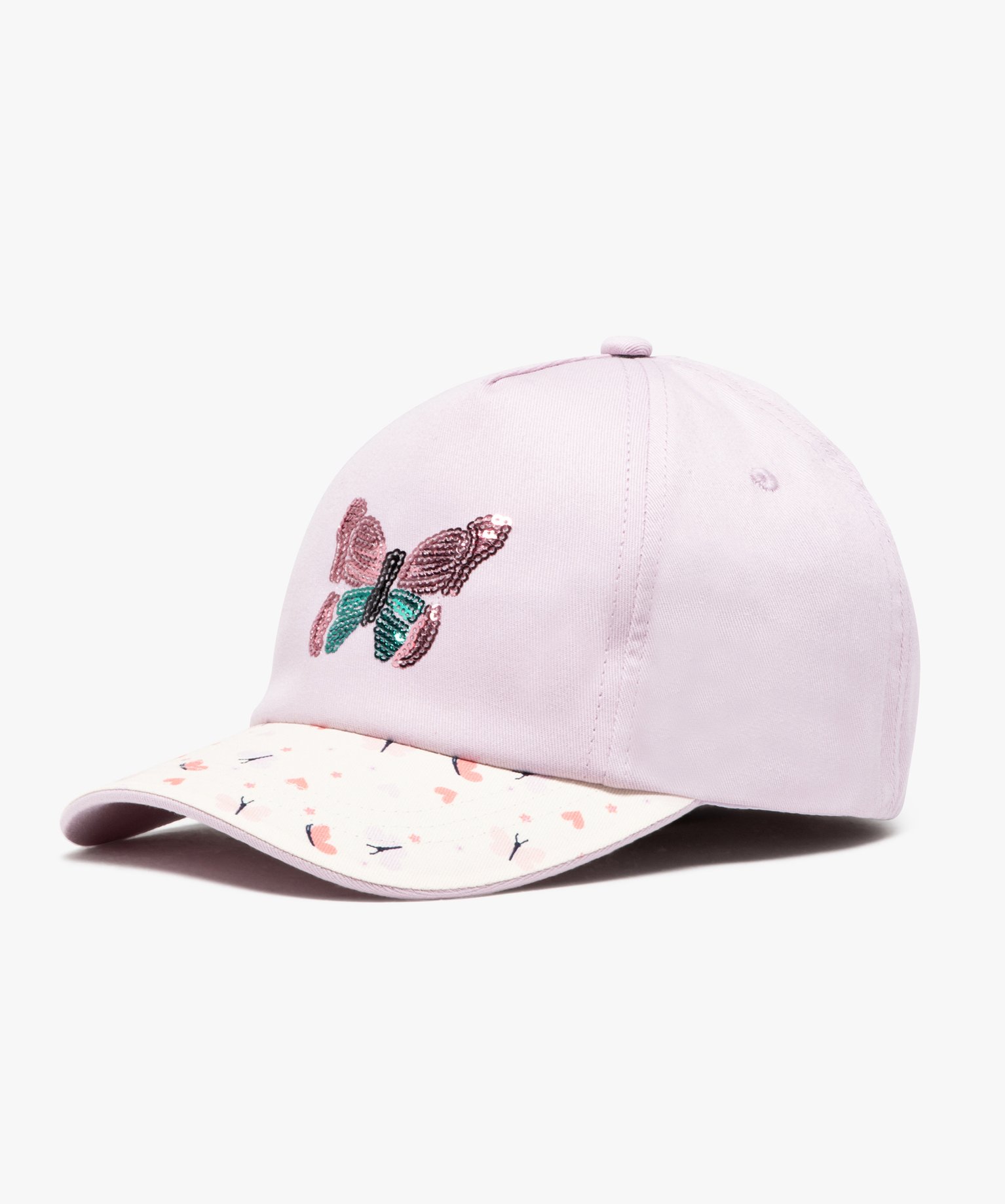 Casquette imprimée papillons à sequins fille - 50/52 - violet clair - GEMO