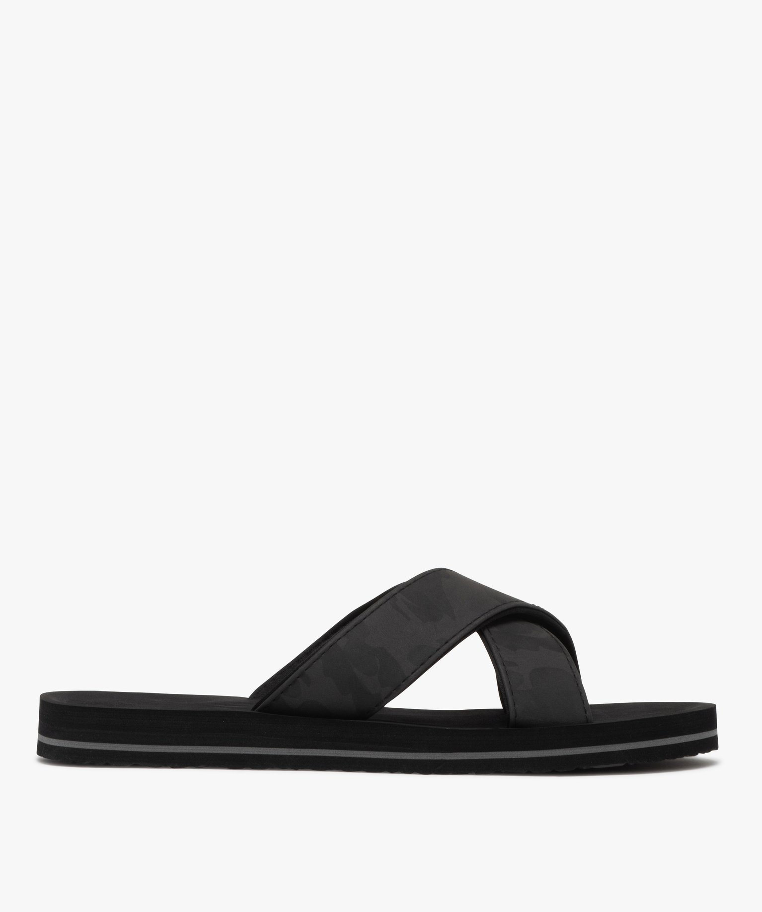Mules de piscine homme à larges brides croisées militaires - 42 - noir - GEMO