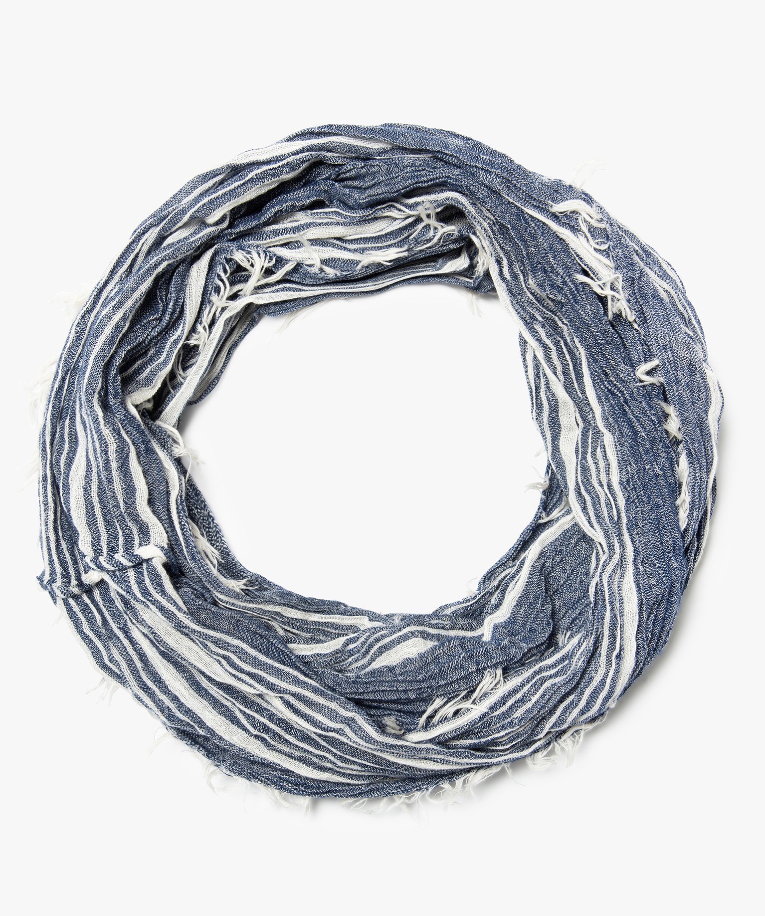 Foulard Garcon Snood Facon Cheche A Rayures Et Franges Gemo
