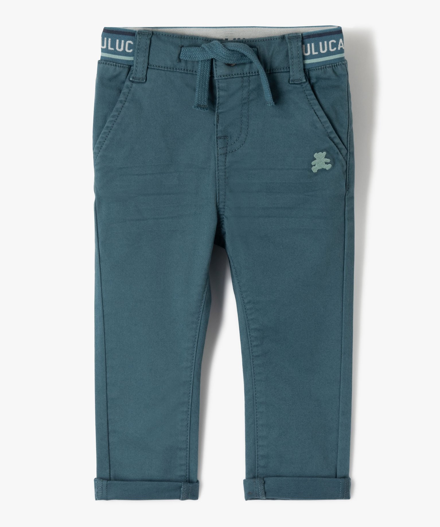 Pantalon slim en coton stretch bébé garçon - LuluCastagnette - 4 - bleu - LULUCASTAGNETTE