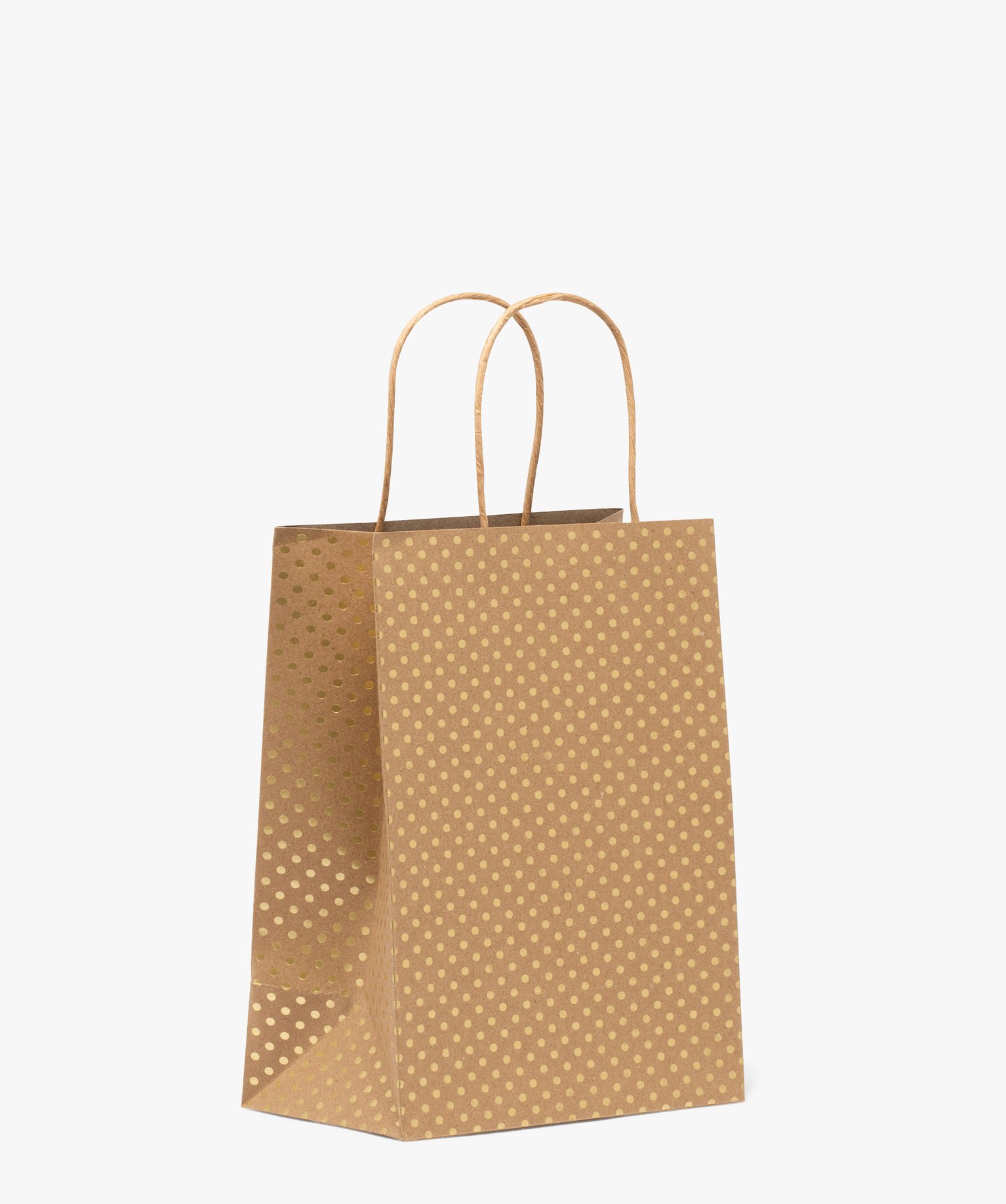Sac cadeau en papier à pois dorés - TU - marron standard - GEMO