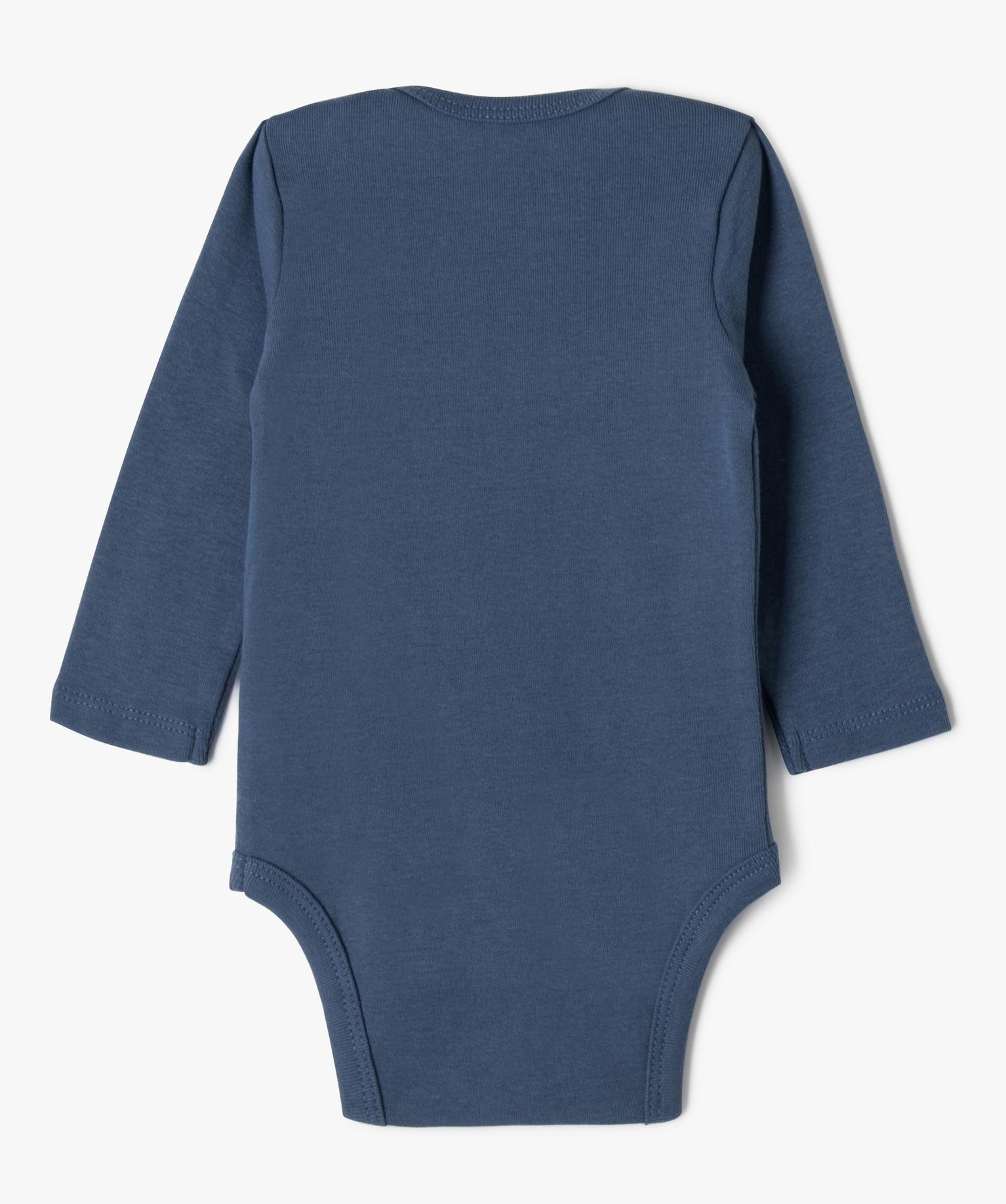 Body Manches Longues Bébé Garçon - Message "Un Jour Je Changerai Le Monde", Imprimé En France, Lavable Machine - Taille Unique à Enfiler