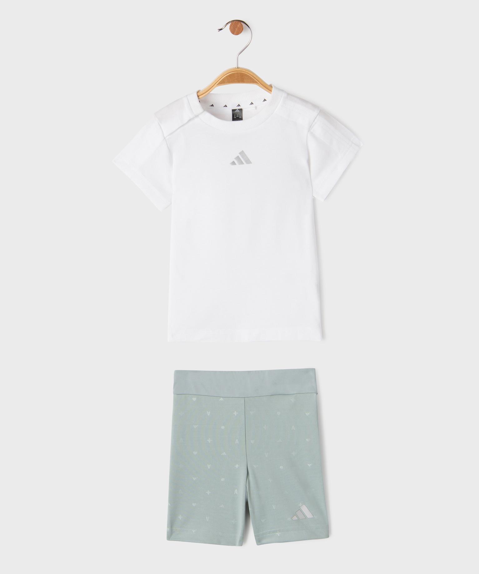 Ensemble de sport bébé fille tee-shirt et short cycliste - Adidas Glam Seasonals - 3A - blanc standard - ADIDAS