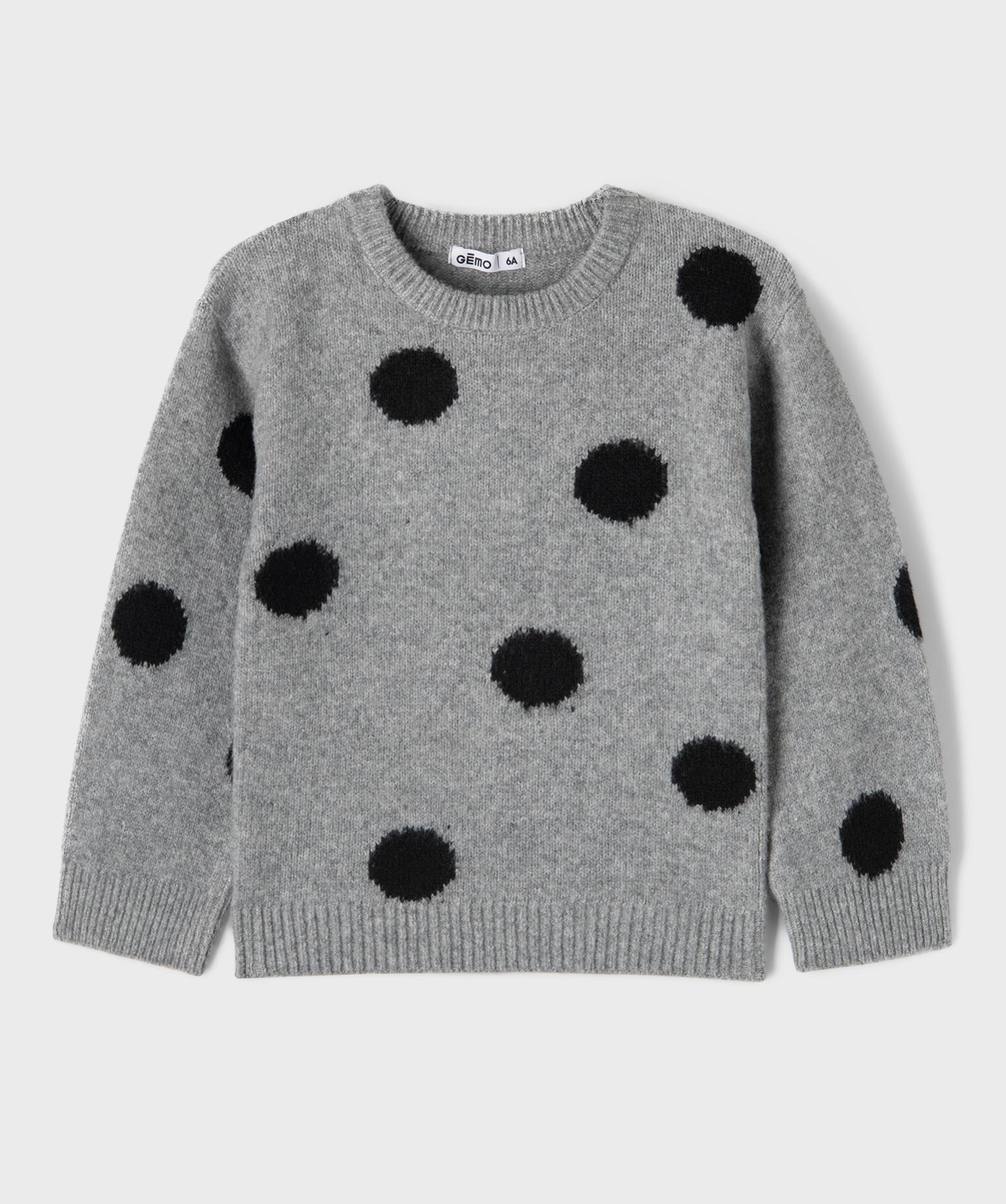 Pull à col rond à motifs fille - 8A - gris - GEMO