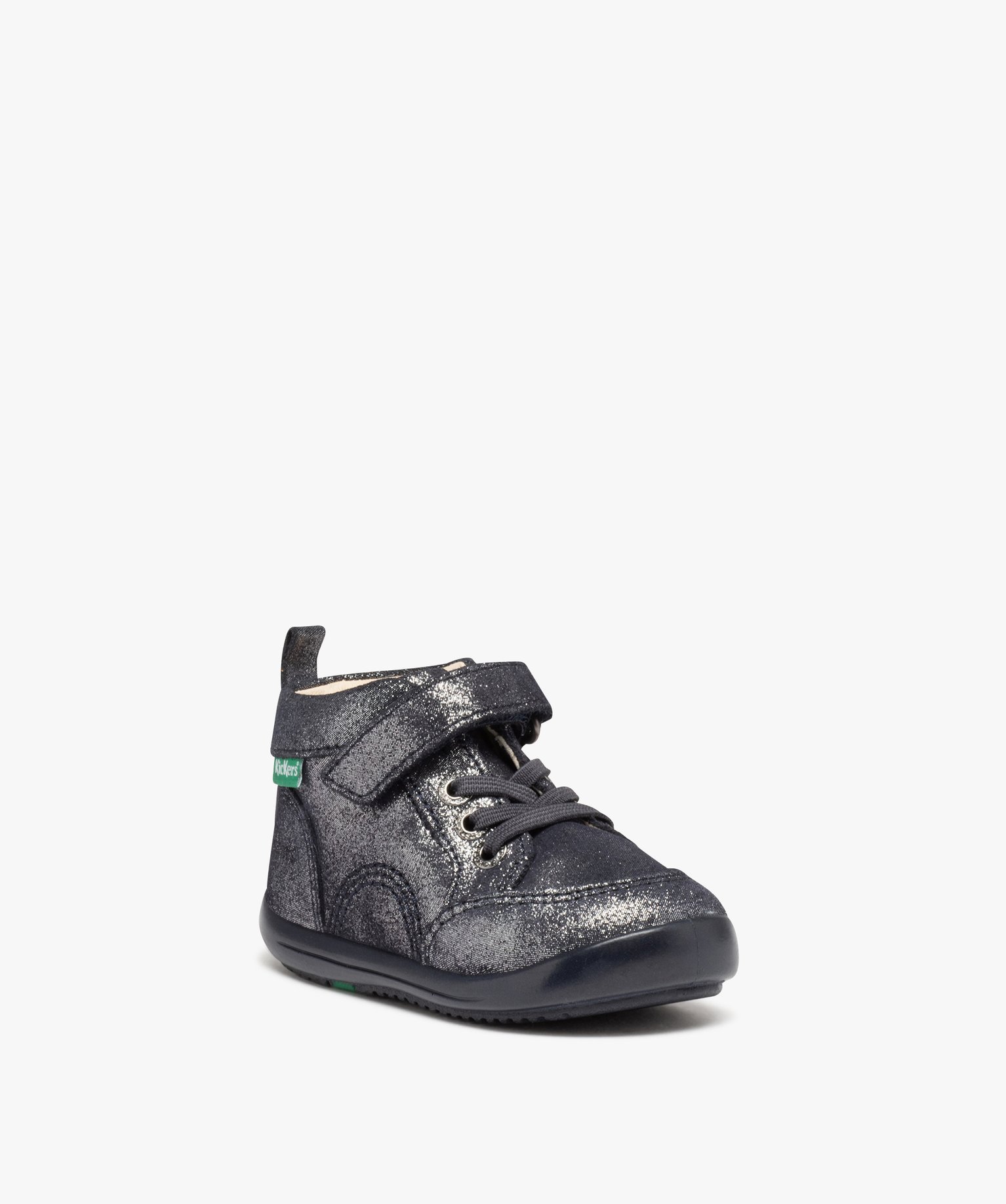 Chaussures premiers pas bébé fille en cuir uni à paillettes - Kickers - 22 - gris fonce - KICKERS