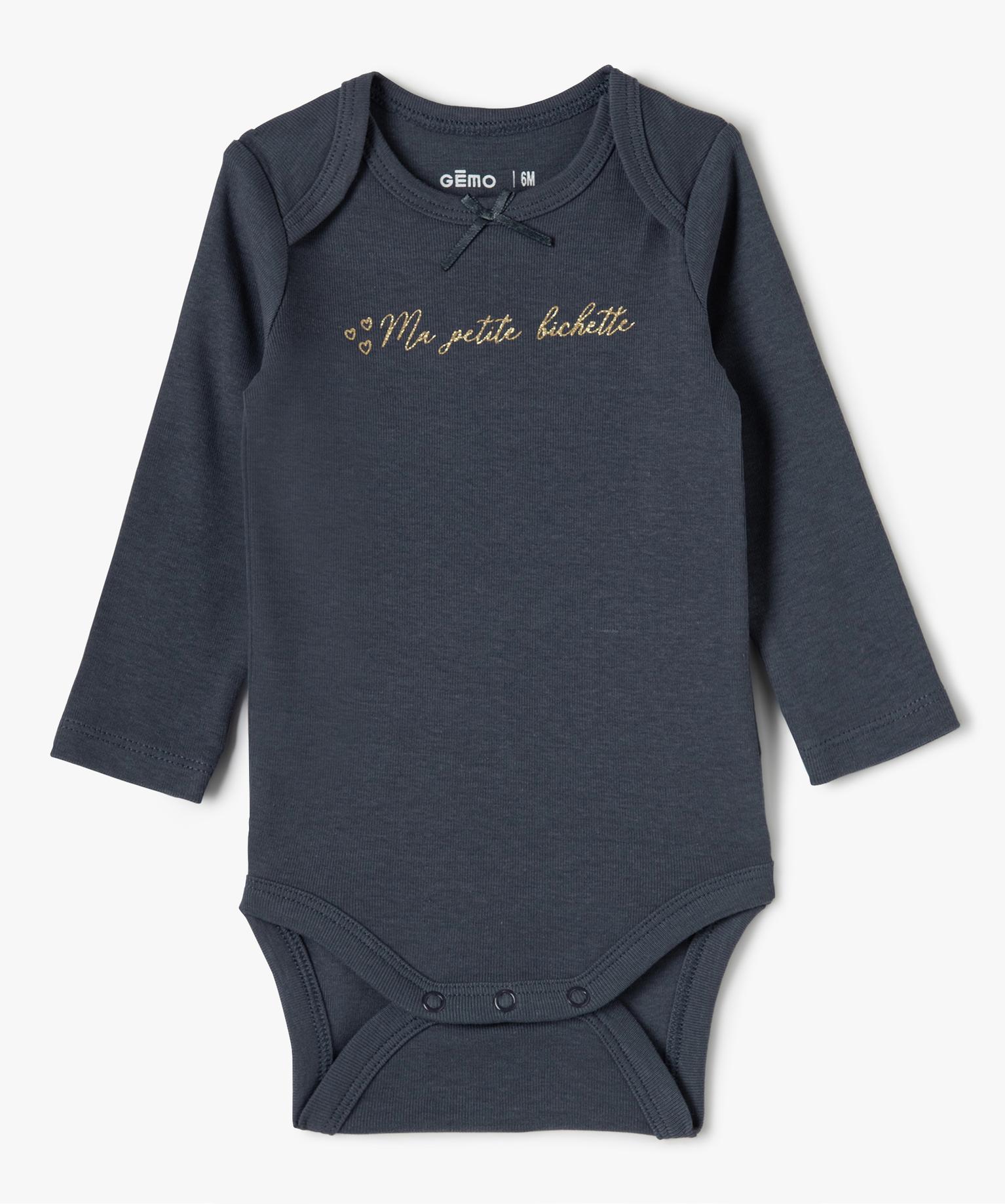 Body Manches Courtes Pour Bébé Fille - Imprimé Lettre Rugby, Noir, Nouveau-né, Doux Et Confortable