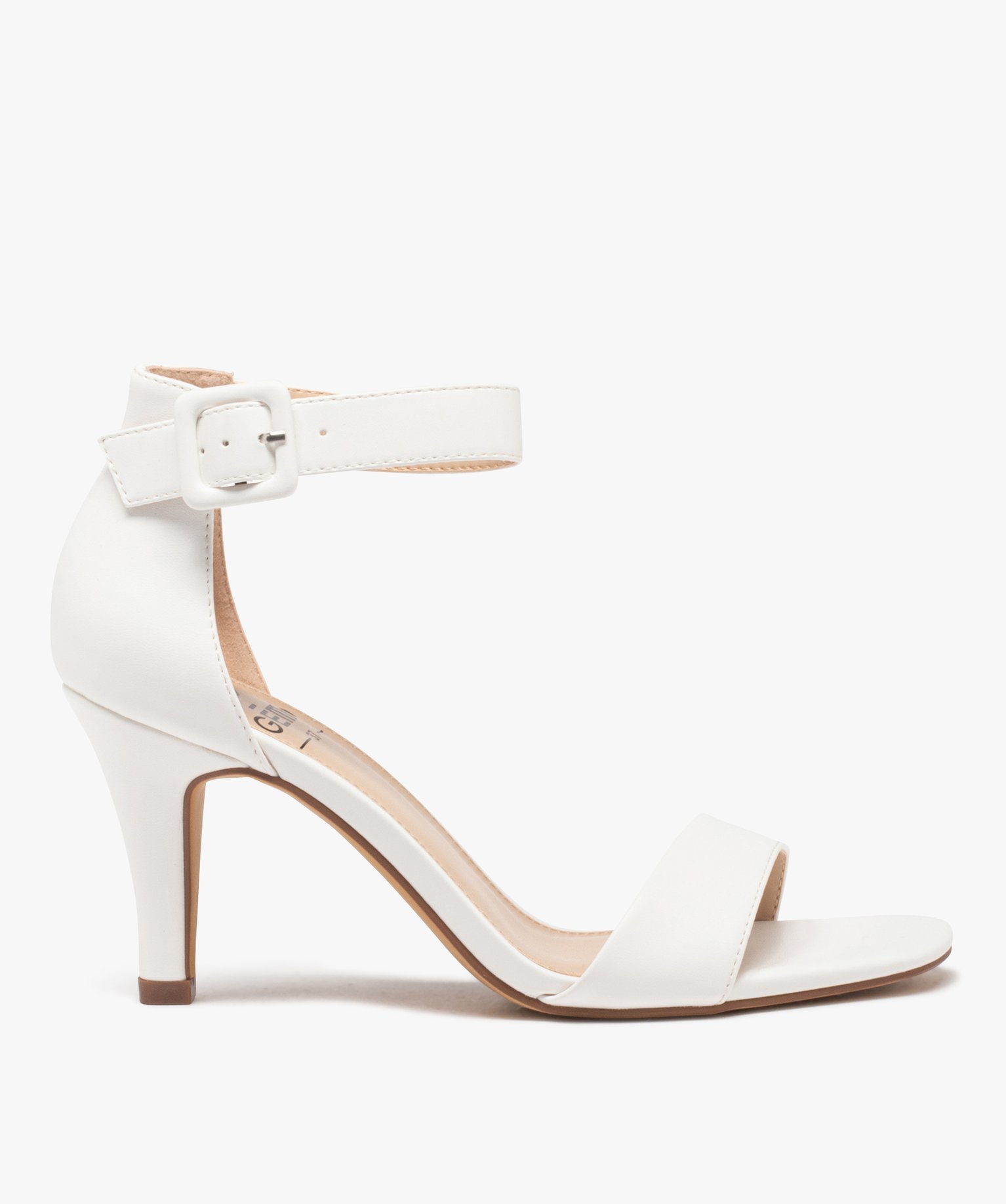 Sandales femme à talon fermé et brides métallisées - 40 - blanc - GEMO