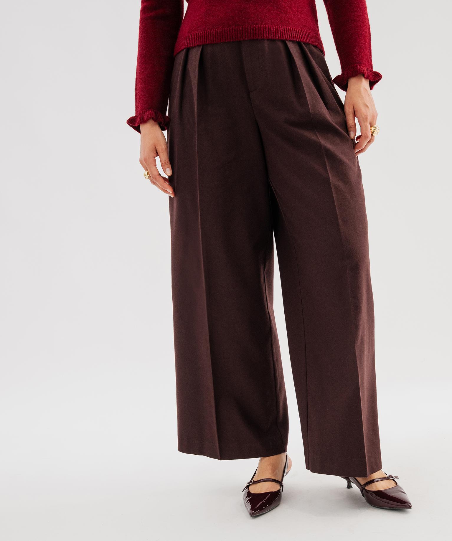 Pantalon ample à pinces femme - 34/XS - marron fonce - GEMO
