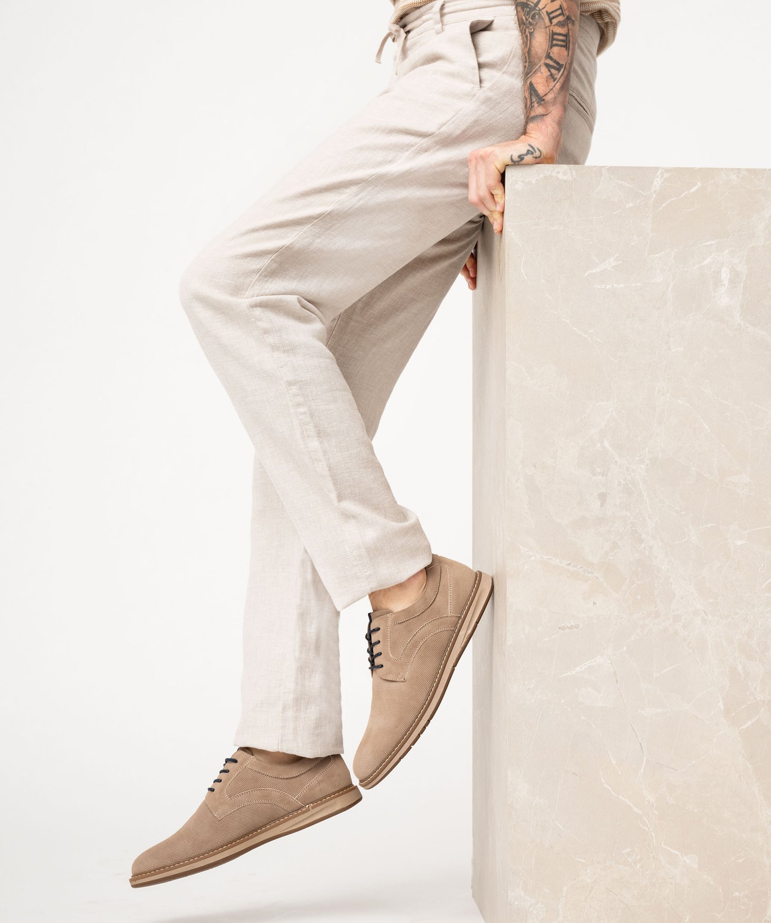 Derbies homme unis en suédine dessus alvéolé - 41 - beige - GEMO