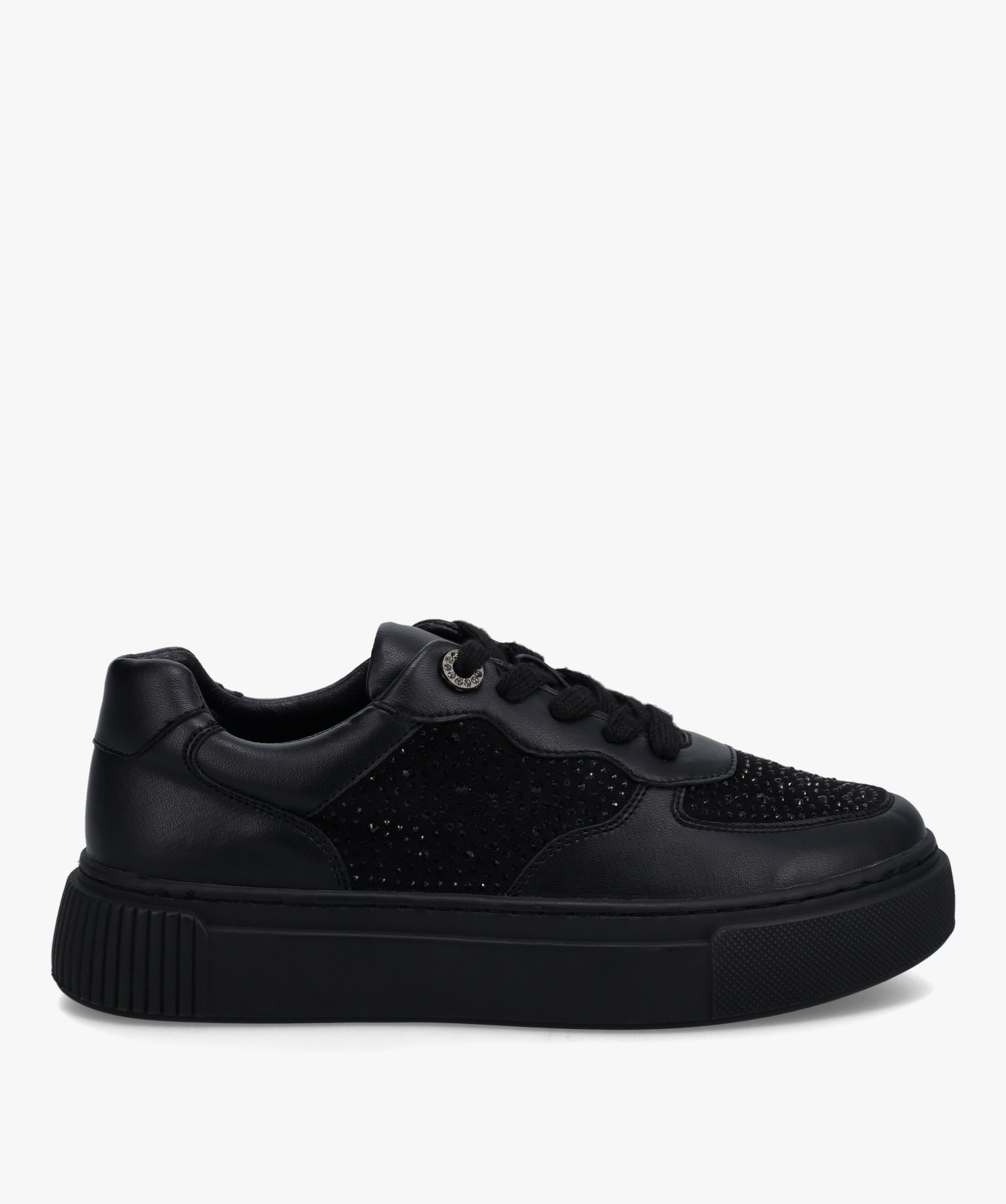 Baskets femme unies à semelle épaisse et dessus strass - 36 - noir standard - GEMO