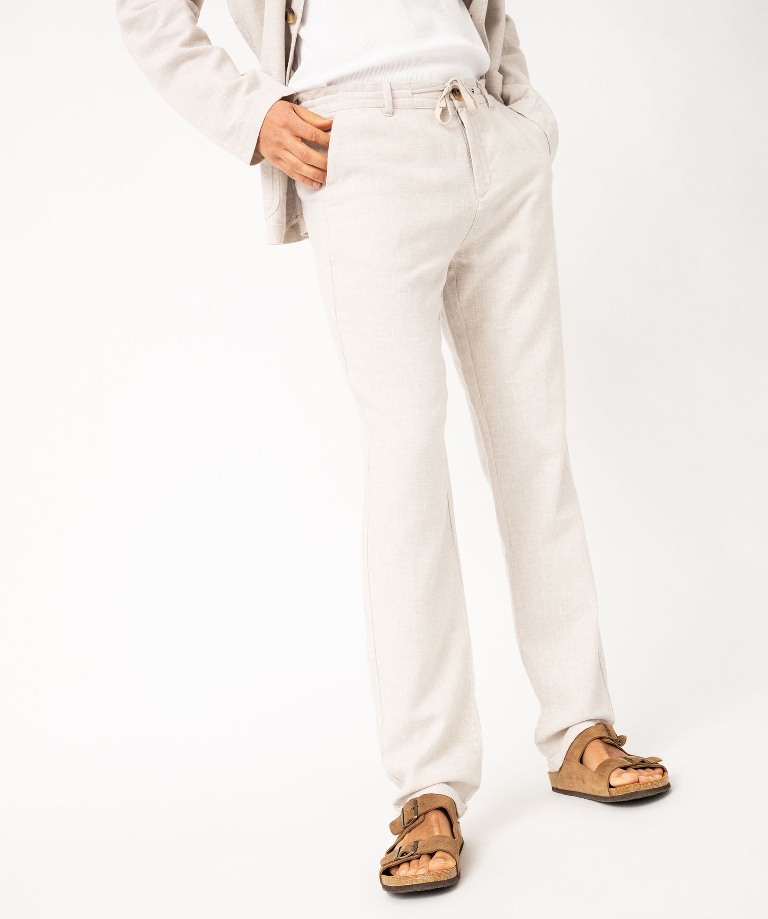 Pantalon chino ou de costume en lin souple homme - 56 - beige - GEMO