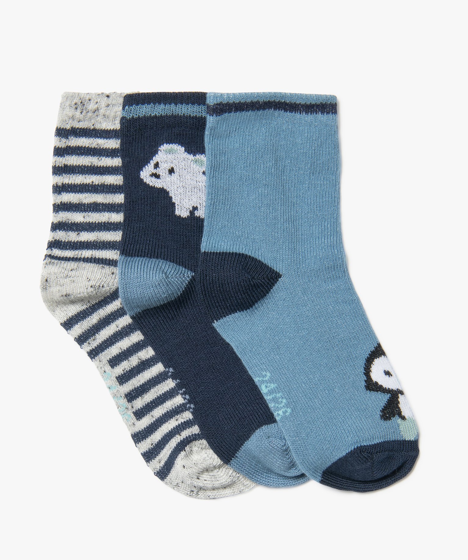 Chaussettes hautes imprimé animaux bébé fille (lot de 3) - 21/23 - bleu fonce - GEMO