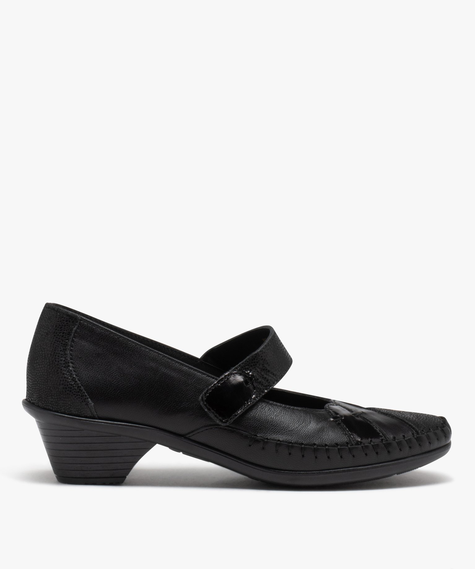 Escarpins confort femme en cuir détails brillants - 36 - noir - GEMO