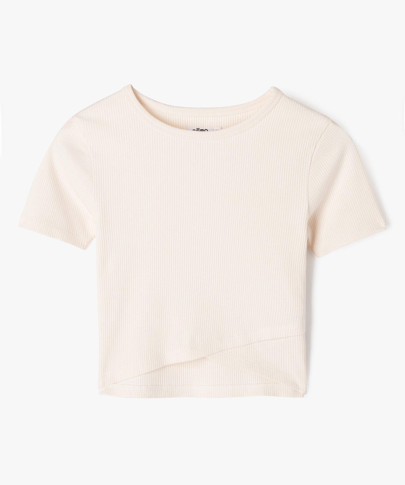 Tee-shirt à manches courtes avec bas asymétrique fille - 16 - ecru - GEMO