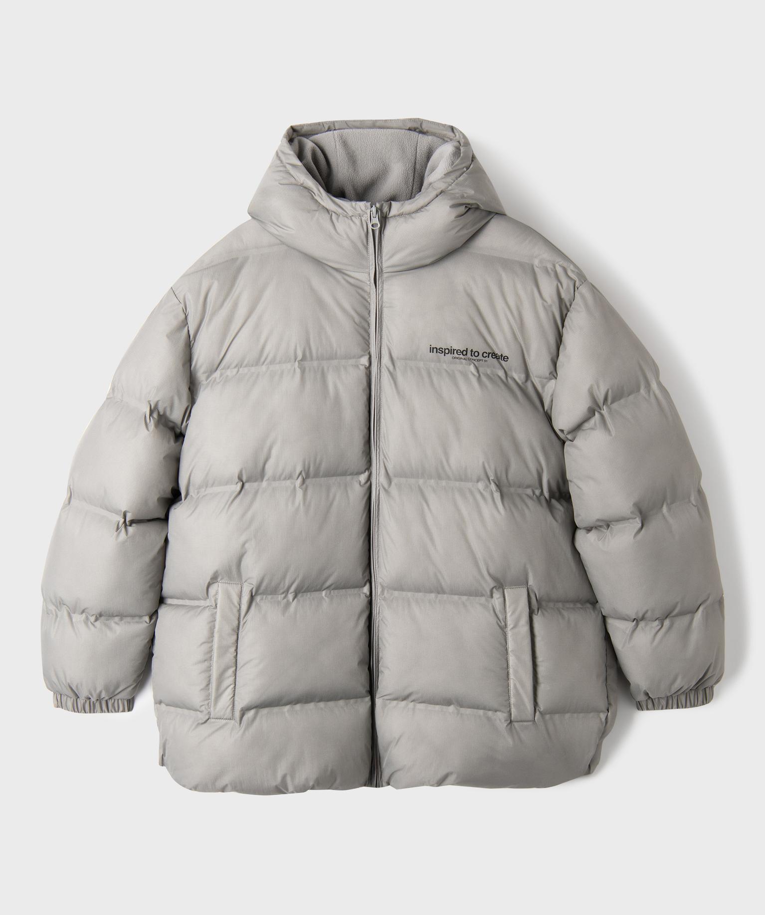 Doudoune à capuche en matière déperlante épaisse et doublée polaire garçon - 14A/XS - gris clair - GEMO