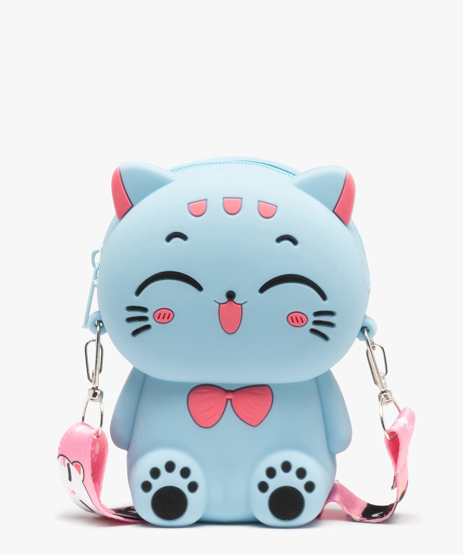 Pochette forme chat avec cordon satiné amovible fille - TU - bleu standard - GEMO