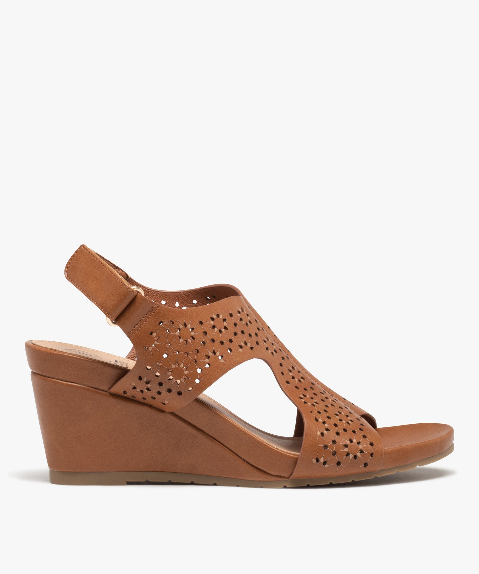 Sandales femme compensées dessus couvrant ajouré - 38 - camel - GEMO