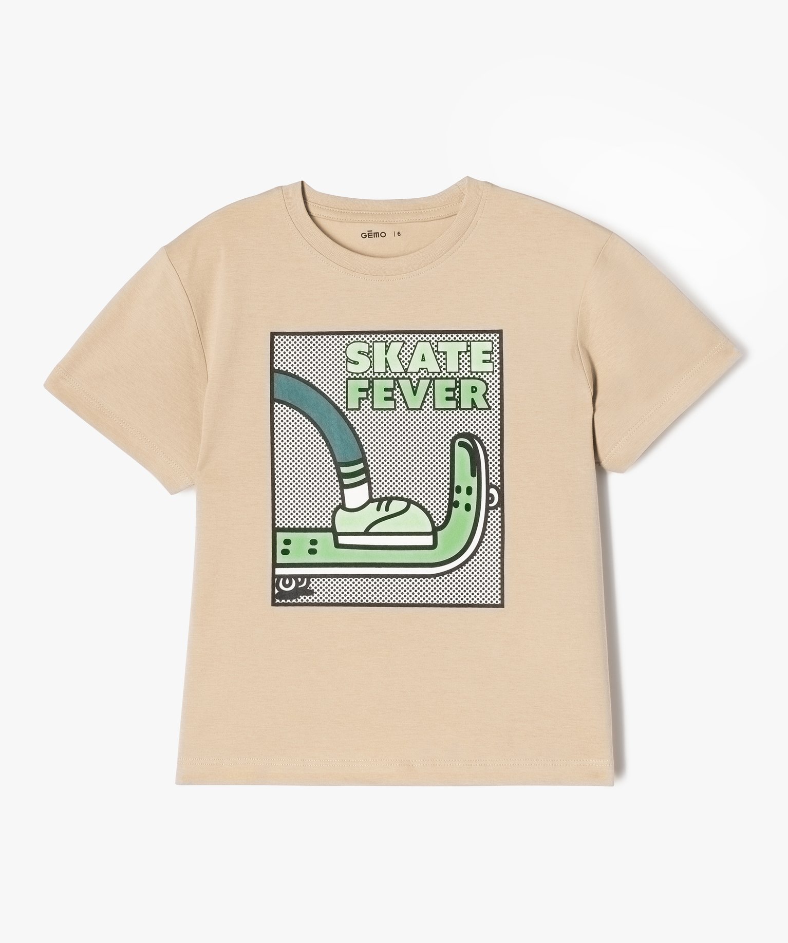 Tee-shirt à manches courtes oversize avec motif skate garçon - 10 - beige - GEMO