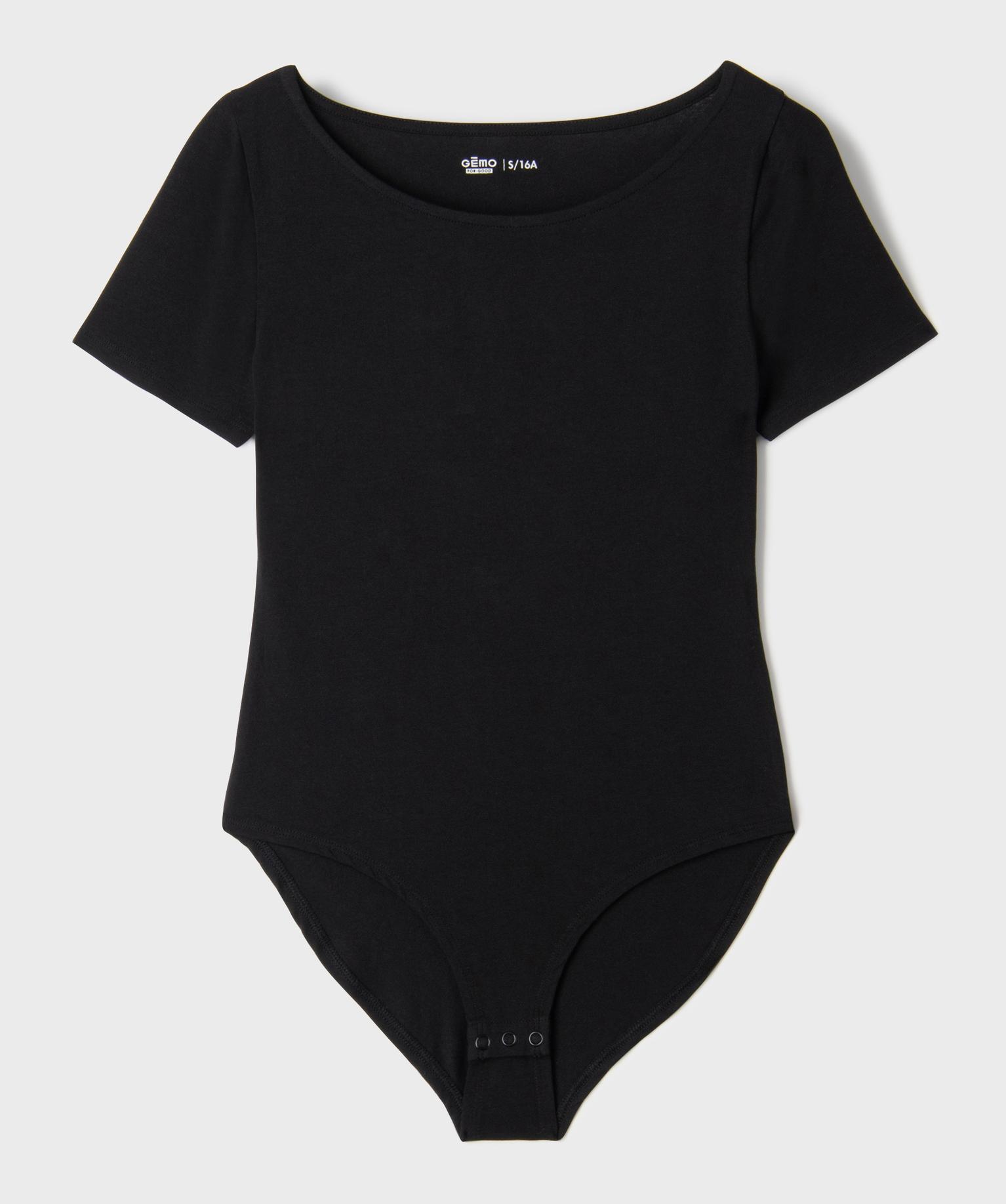 Body uni encolure bateau fille - 12A/XXS - noir standard - GEMO