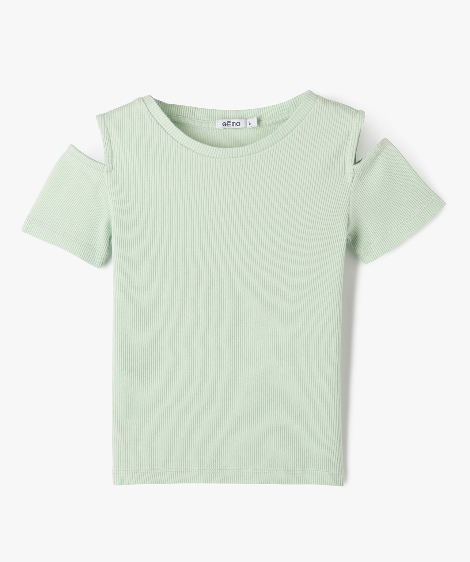 Tee-shirt à manches courtes avec épaules dénudées fille - 10 - vert - GEMO