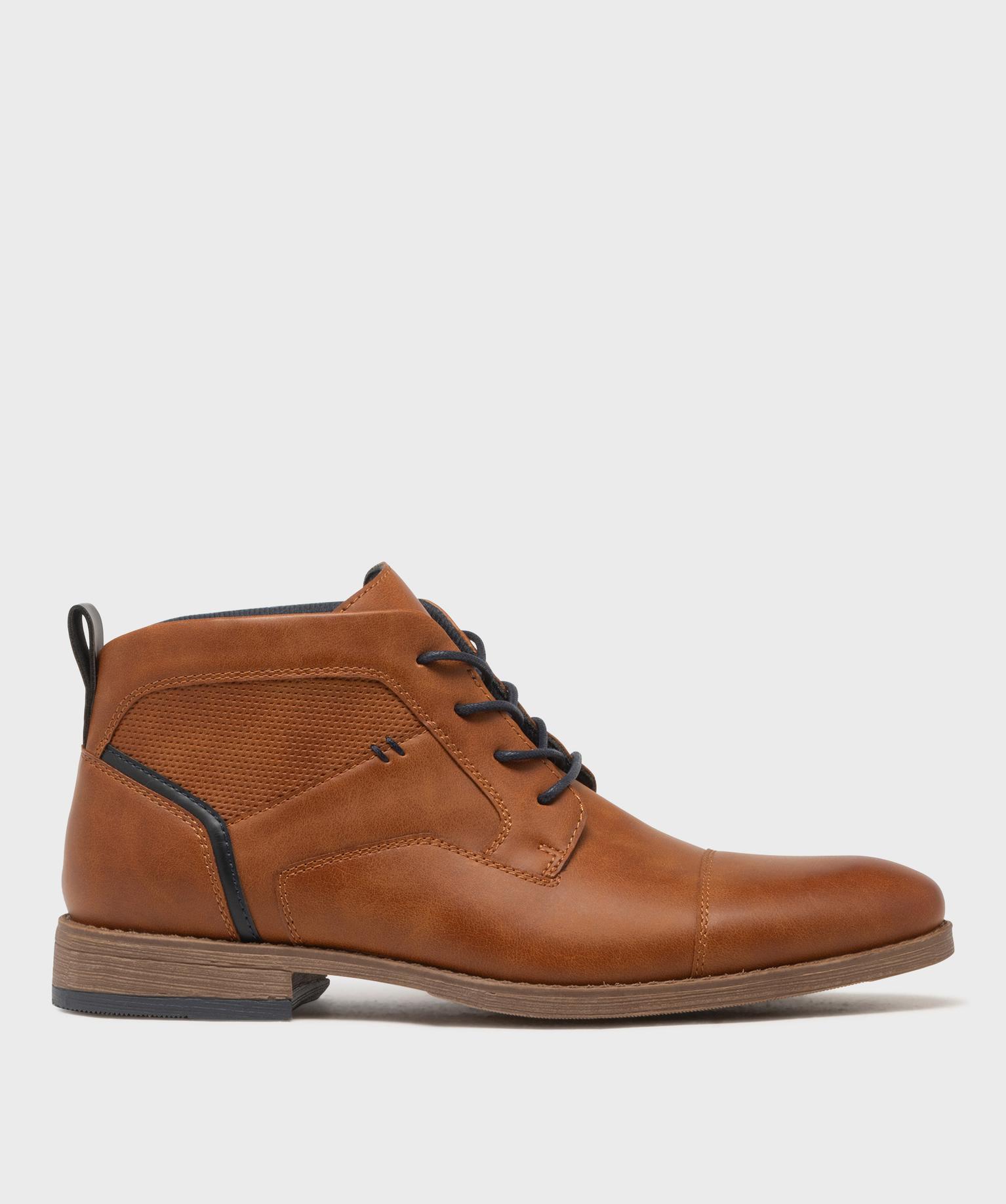 Low-boots à bout droit à lacets homme - Mario Baldano - 41 - marron vif - MARIO BALDANO