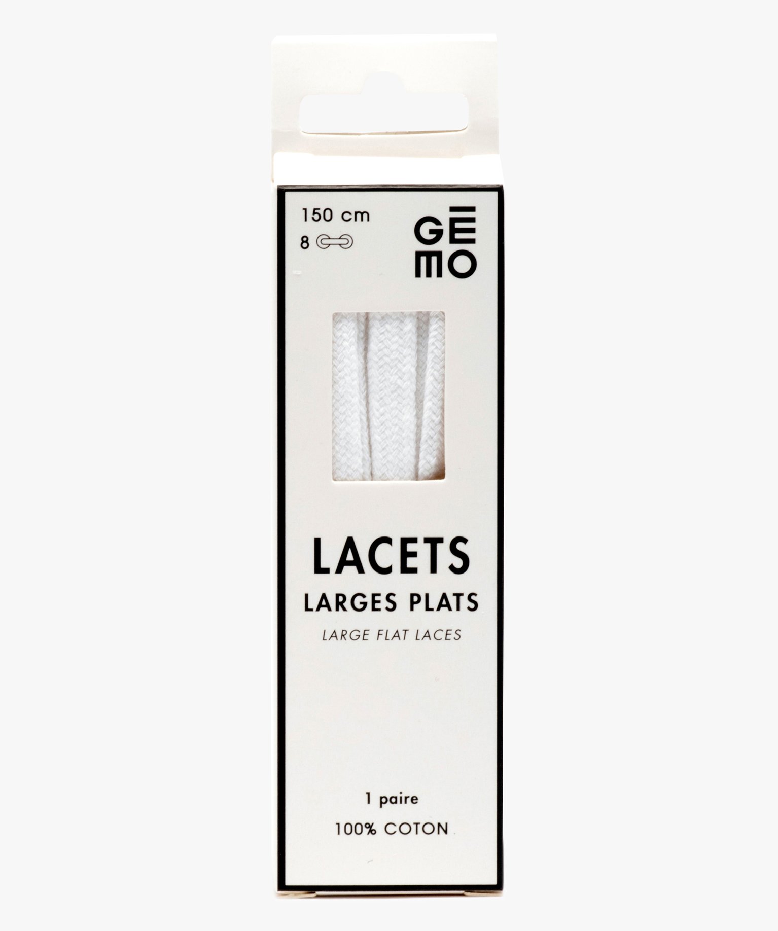 Lacets plats larges - 150 cm - TU - blanc - GEMO