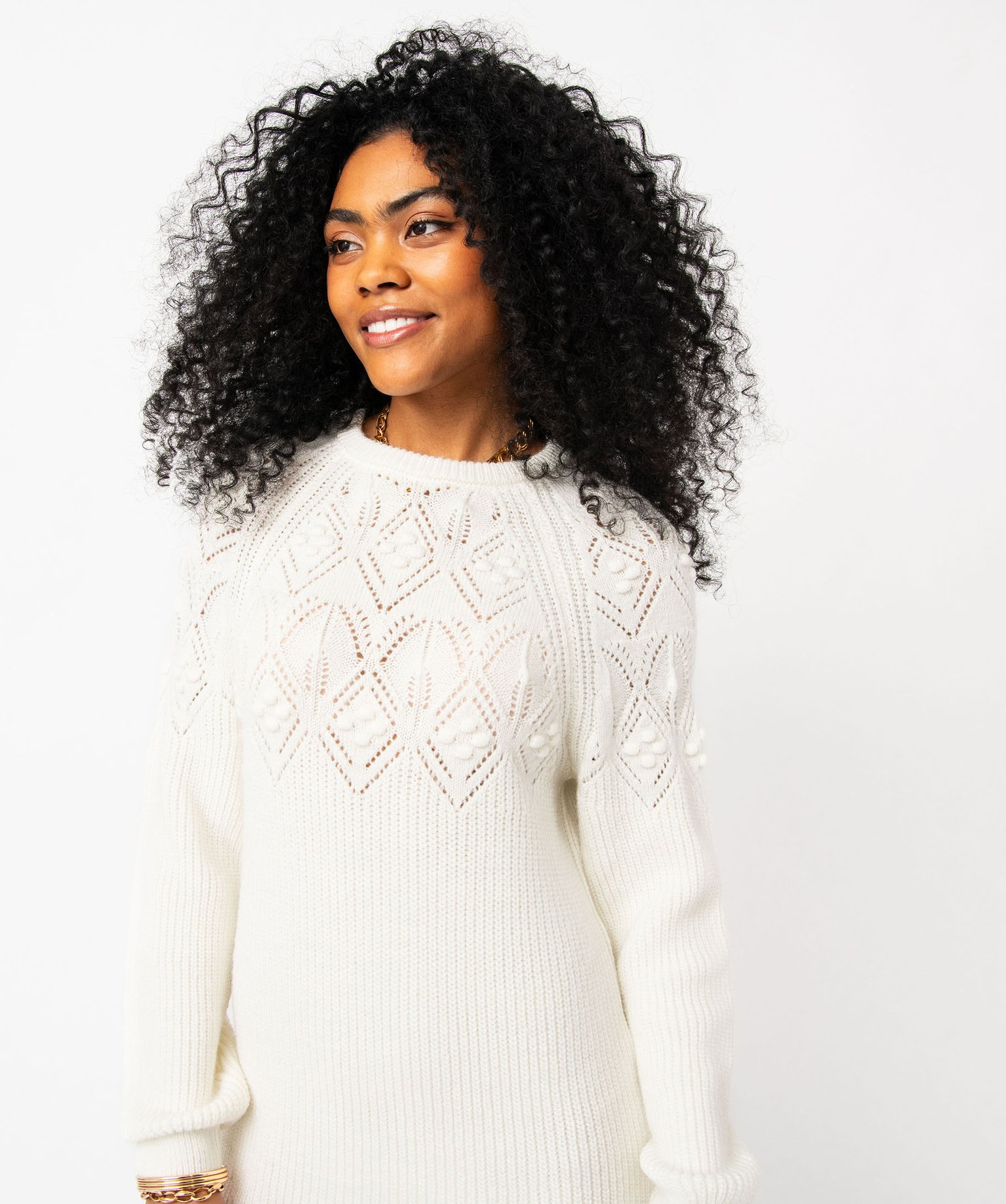 Pull Femme Maille Ajourée Avec Paillettes - Sweater Léger Ample En Coton, Col Rond, Style Oversize Confortable